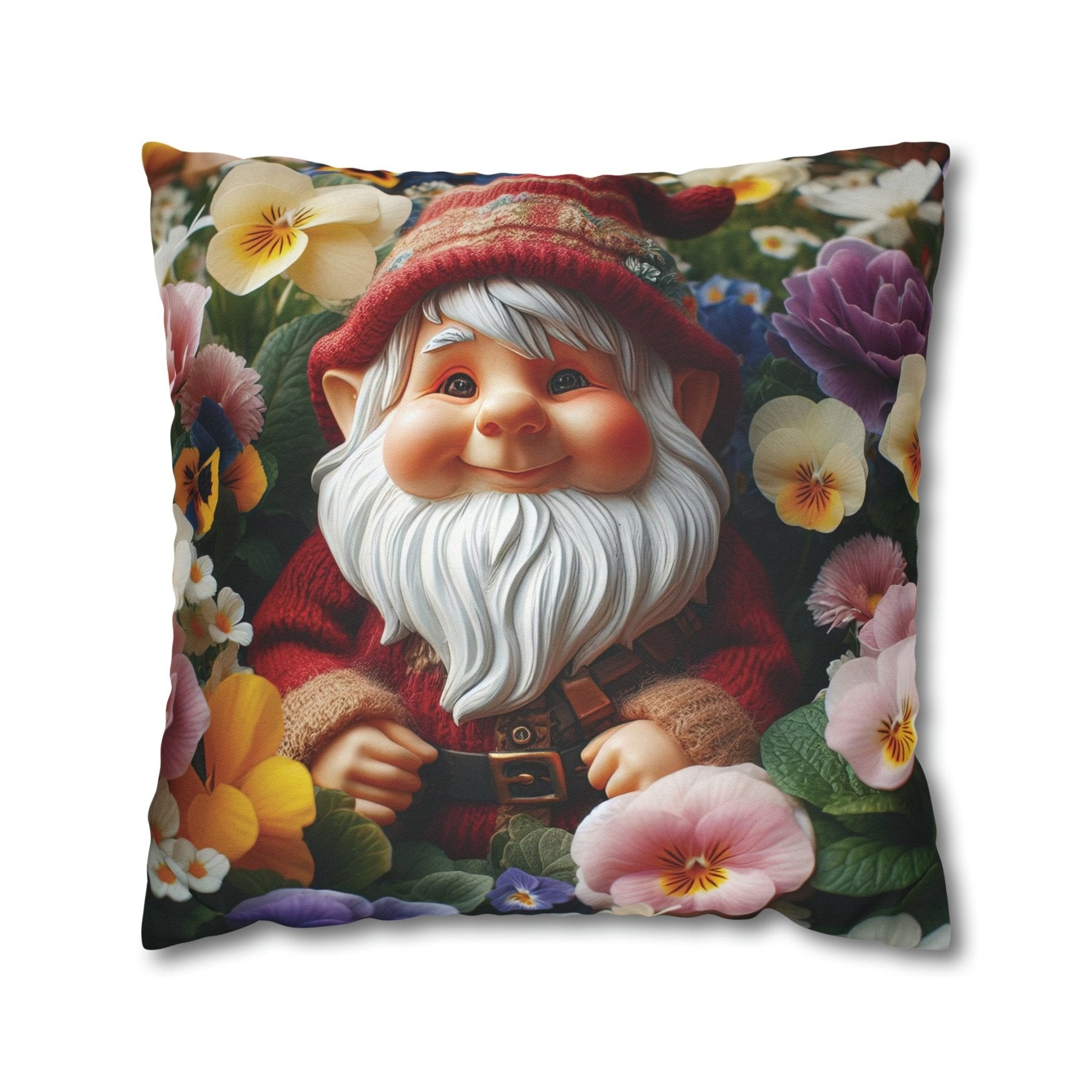 Gnome & Flowers Throw Pillow Cover, Throw Pillow Case, Qty 1, (2) - Janlyn's Crafts