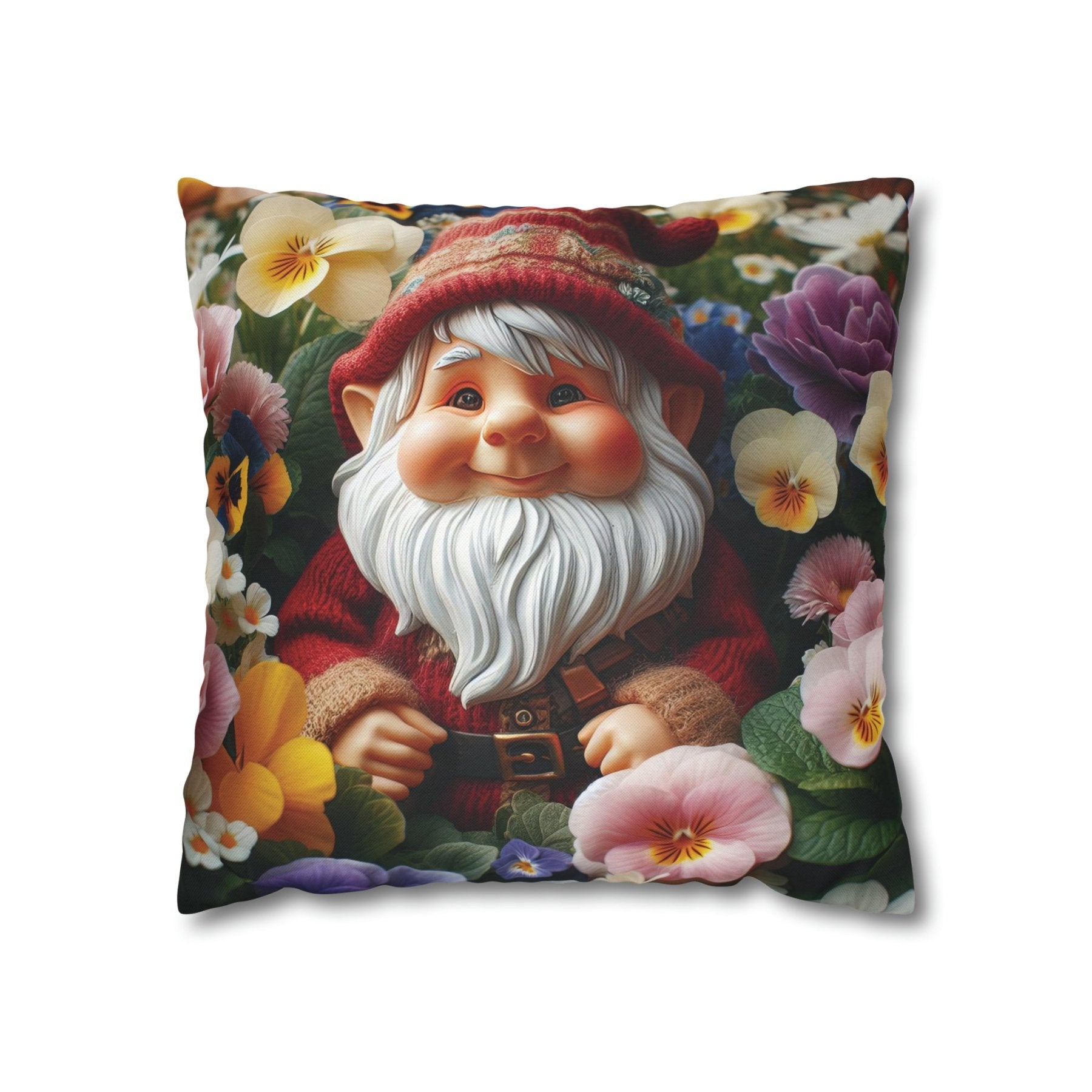 Gnome & Flowers Throw Pillow Cover, Throw Pillow Case, Qty 1, (2) - Janlyn's Crafts