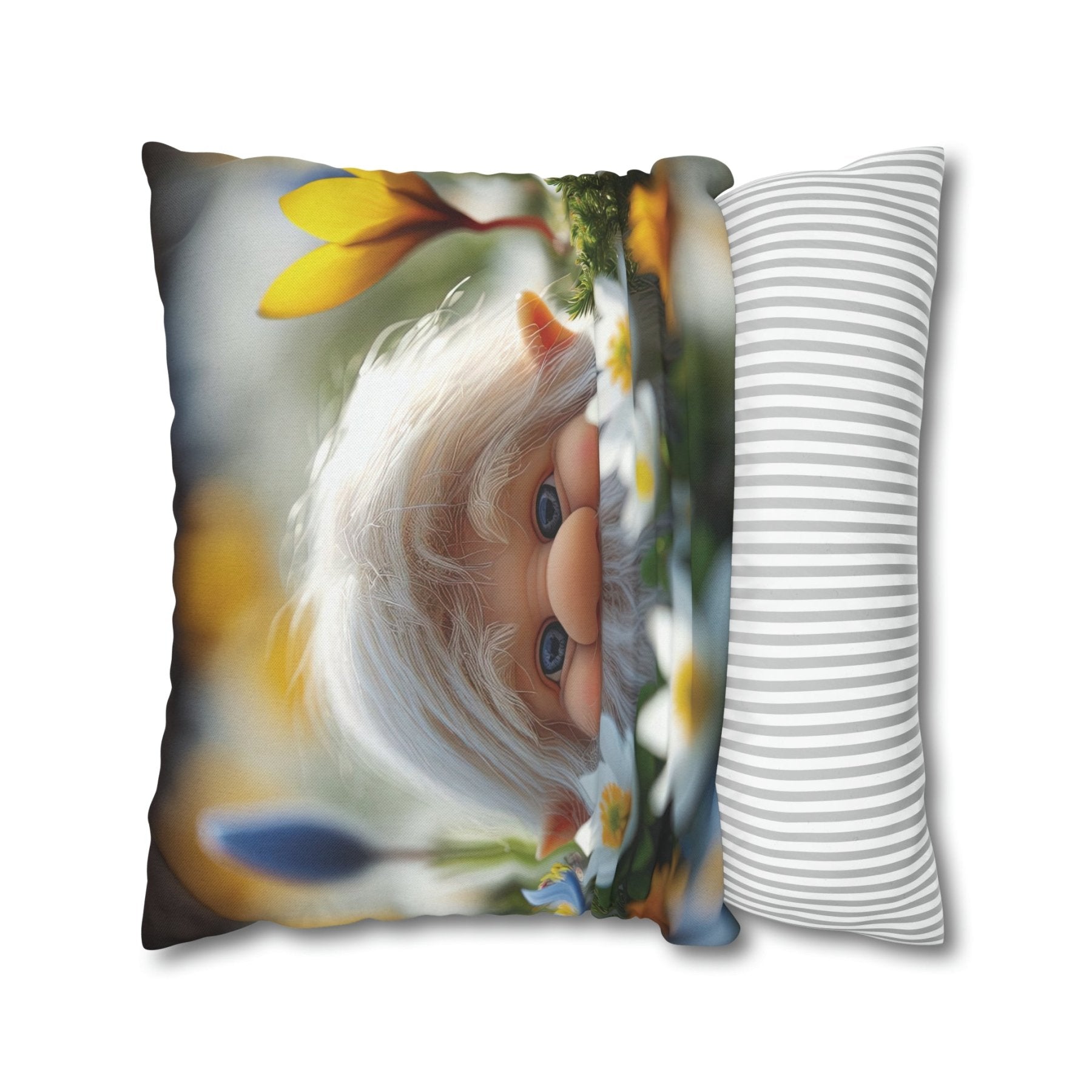 Gnome & Flowers Throw Pillow Cover, Throw Pillow Case, Qty 1, (20) - Janlyn's Crafts