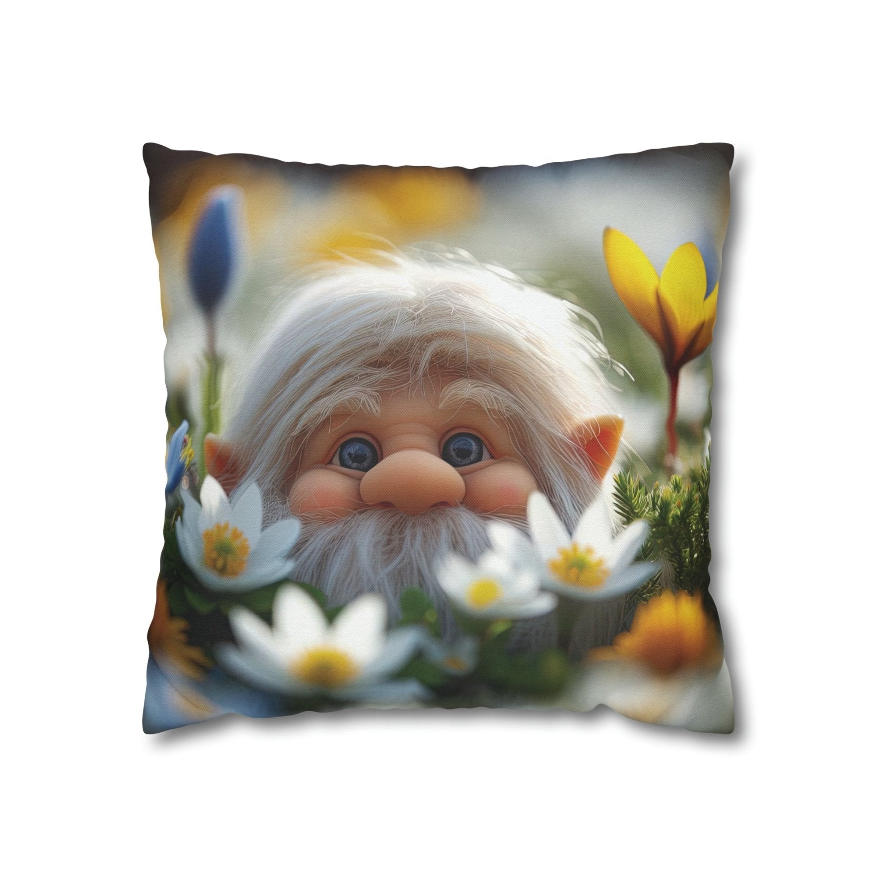 Gnome & Flowers Throw Pillow Cover, Throw Pillow Case, Qty 1, (20) - Janlyn's Crafts