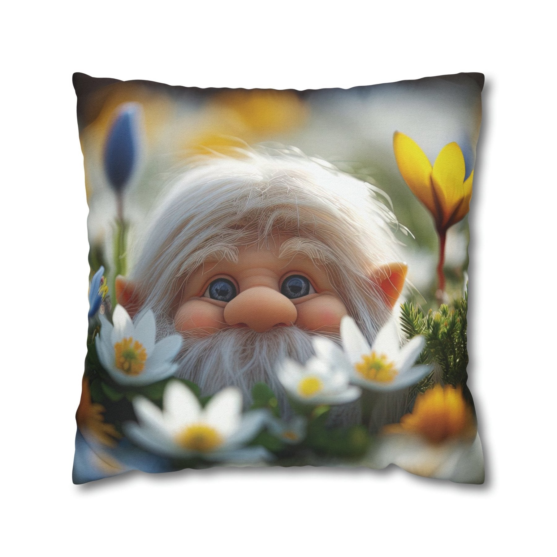 Gnome & Flowers Throw Pillow Cover, Throw Pillow Case, Qty 1, (20) - Janlyn's Crafts