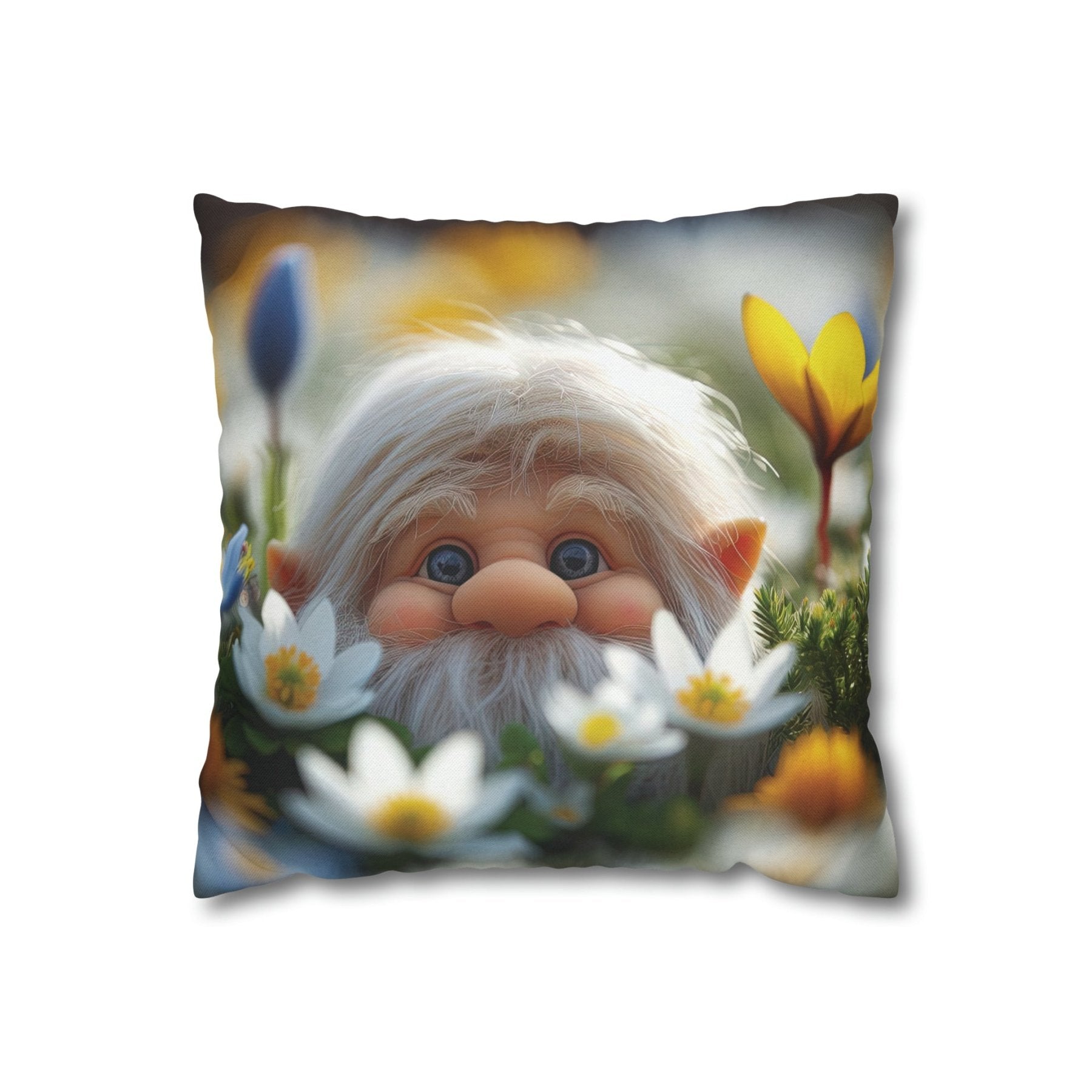 Gnome & Flowers Throw Pillow Cover, Throw Pillow Case, Qty 1, (20) - Janlyn's Crafts