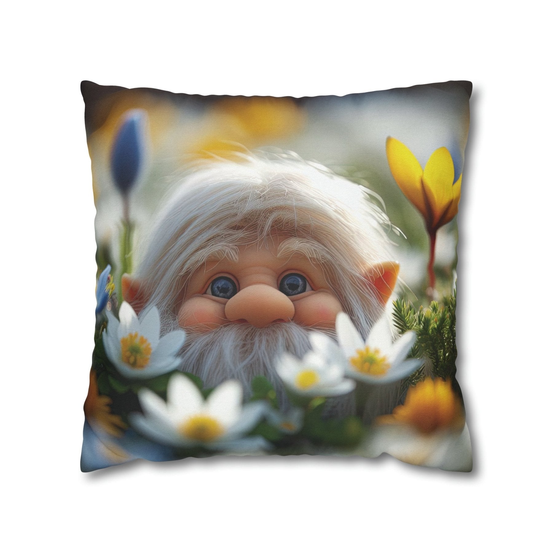 Gnome & Flowers Throw Pillow Cover, Throw Pillow Case, Qty 1, (20) - Janlyn's Crafts