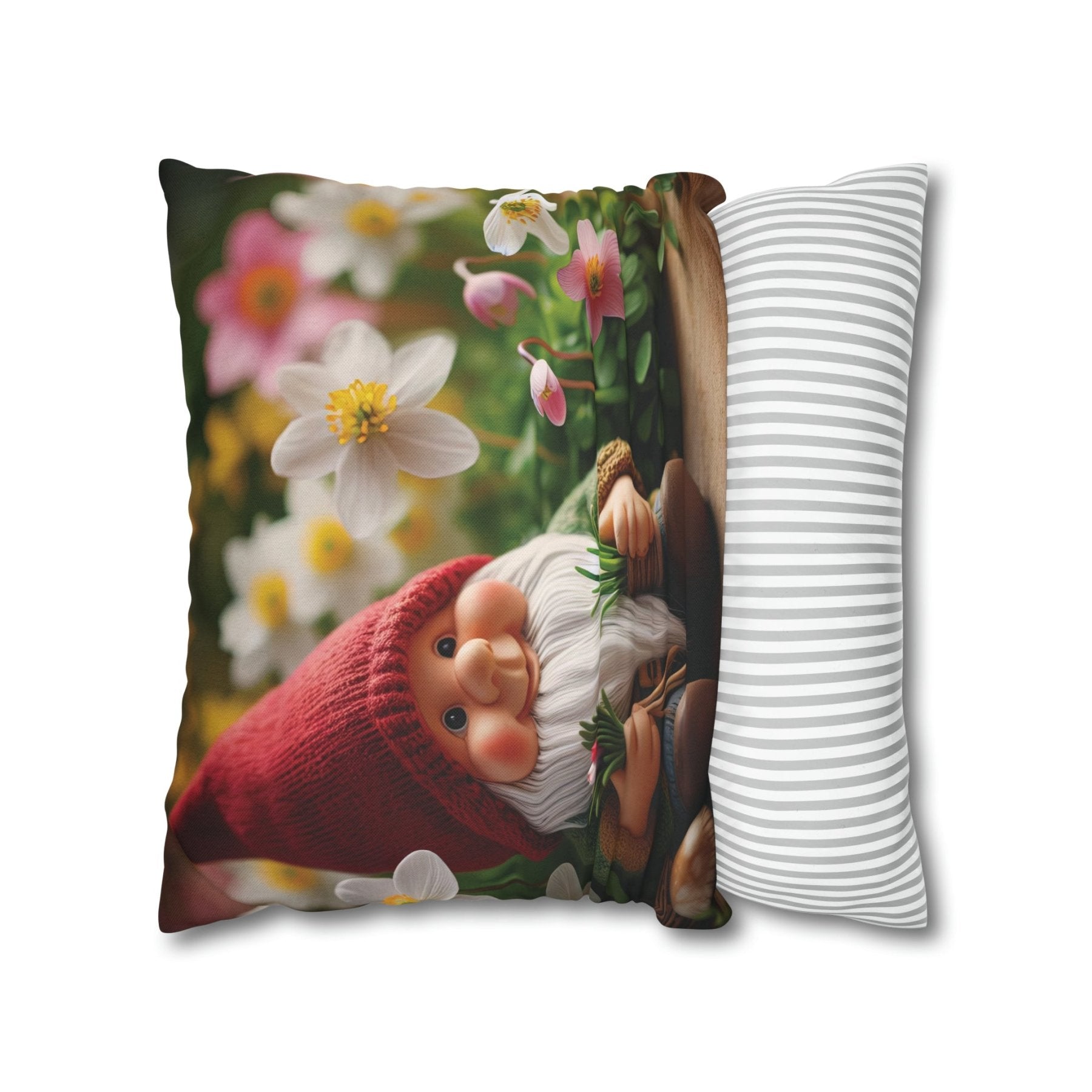 Gnome & Flowers Throw Pillow Cover, Throw Pillow Case, Qty 1, (5) - Janlyn's Crafts