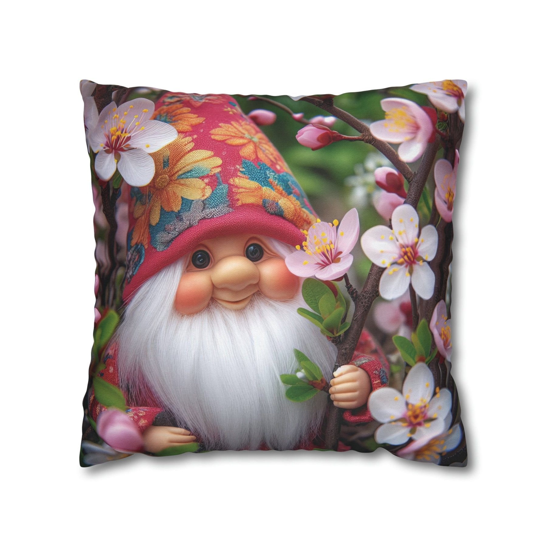 Gnome & Flowers Throw Pillow Cover, Throw Pillow Case, Qty 1, (6) - Janlyn's Crafts