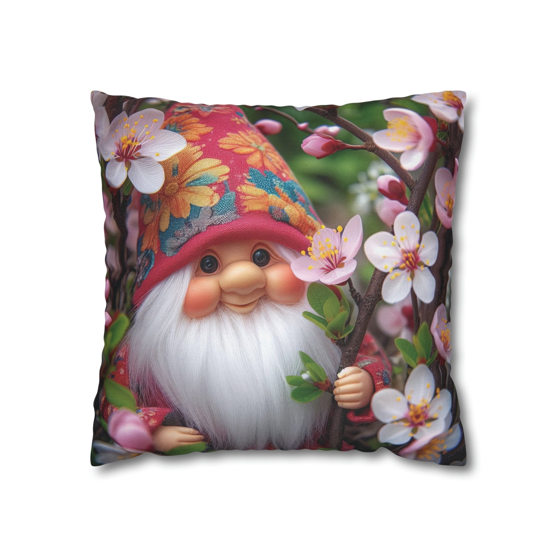 Gnome & Flowers Throw Pillow Cover, Throw Pillow Case, Qty 1, (6) - Janlyn's Crafts