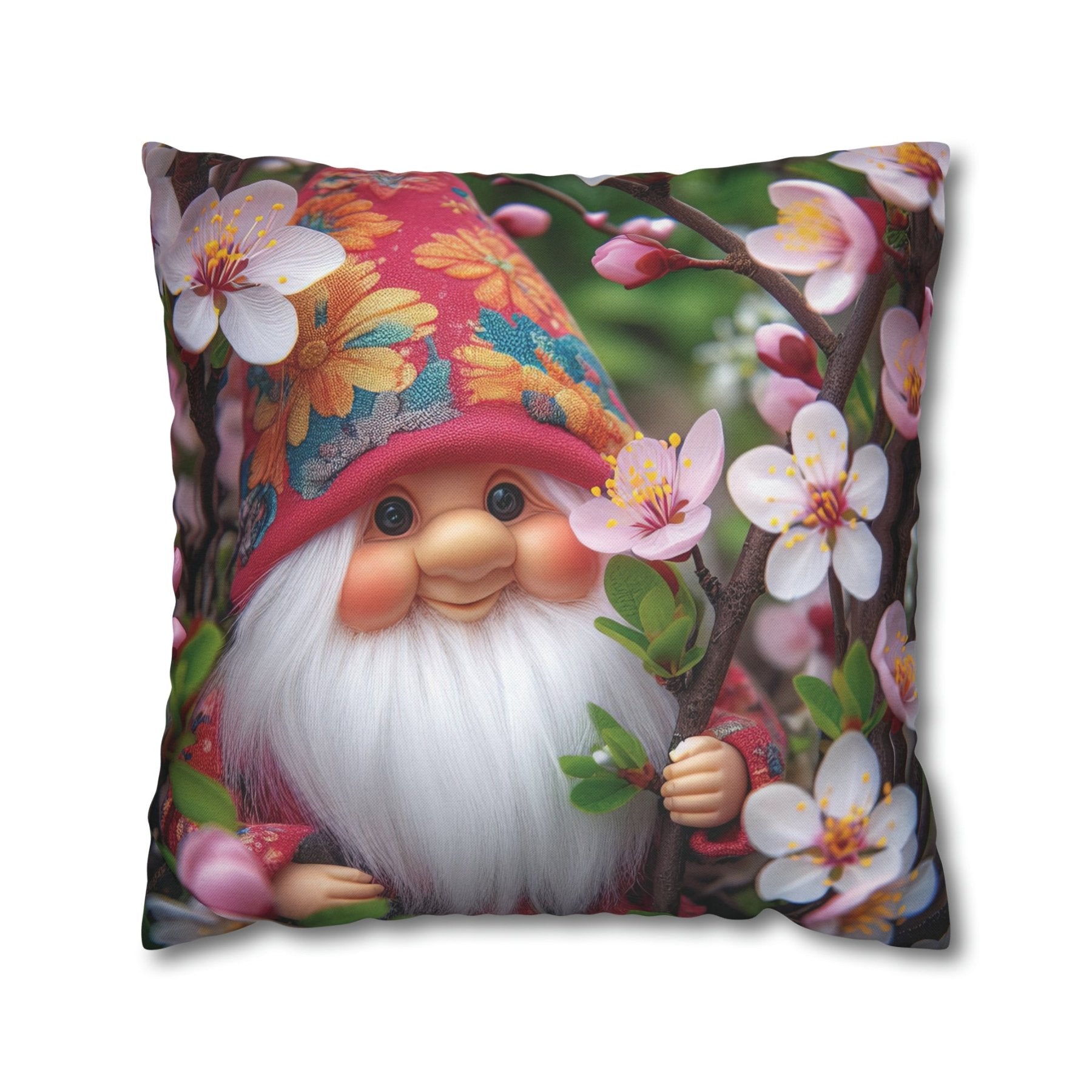 Gnome & Flowers Throw Pillow Cover, Throw Pillow Case, Qty 1, (6) - Janlyn's Crafts