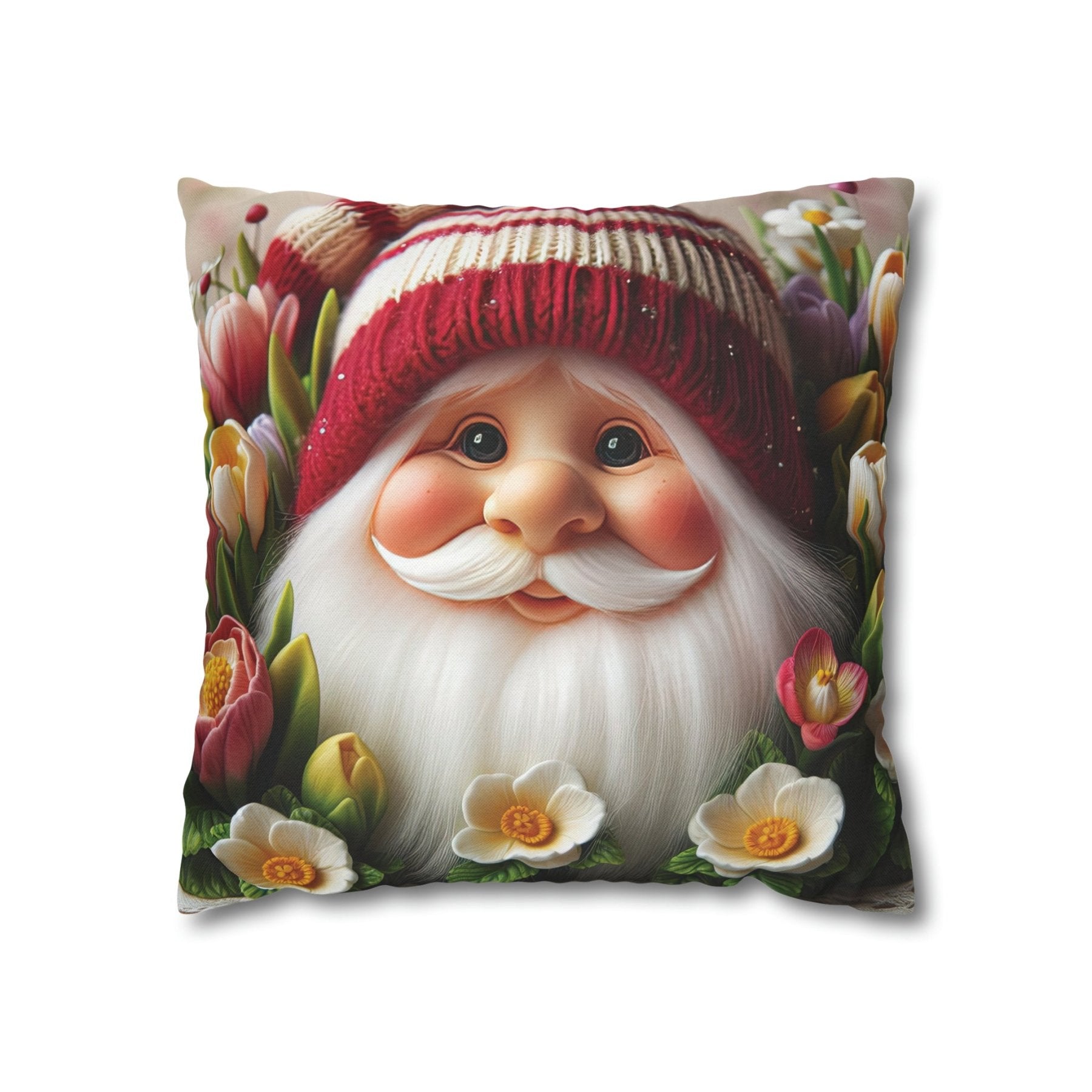 Gnome & Flowers Throw Pillow Cover, Throw Pillow Case, Qty 1, (8) - Janlyn's Crafts