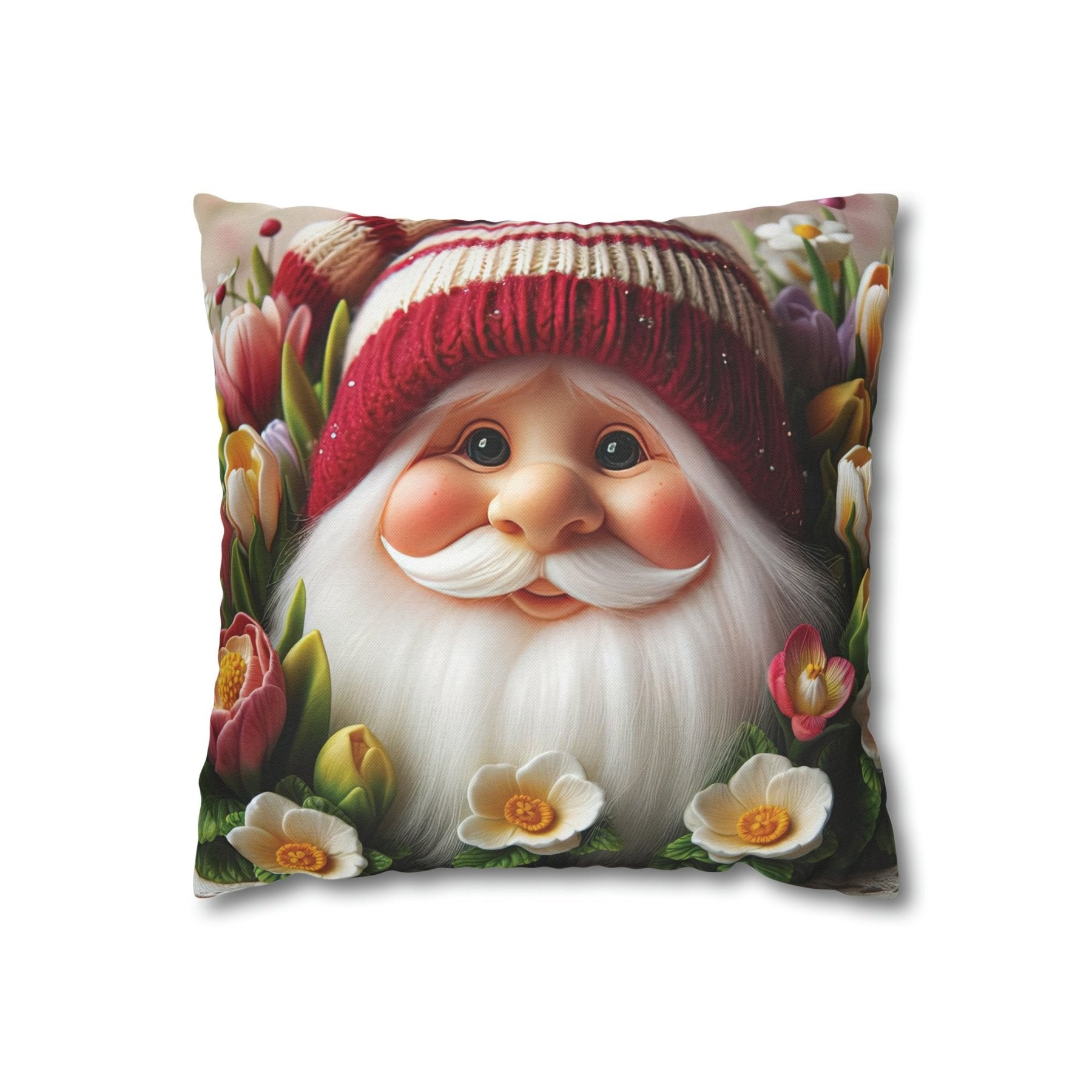 Gnome & Flowers Throw Pillow Cover, Throw Pillow Case, Qty 1, (8) - Janlyn's Crafts