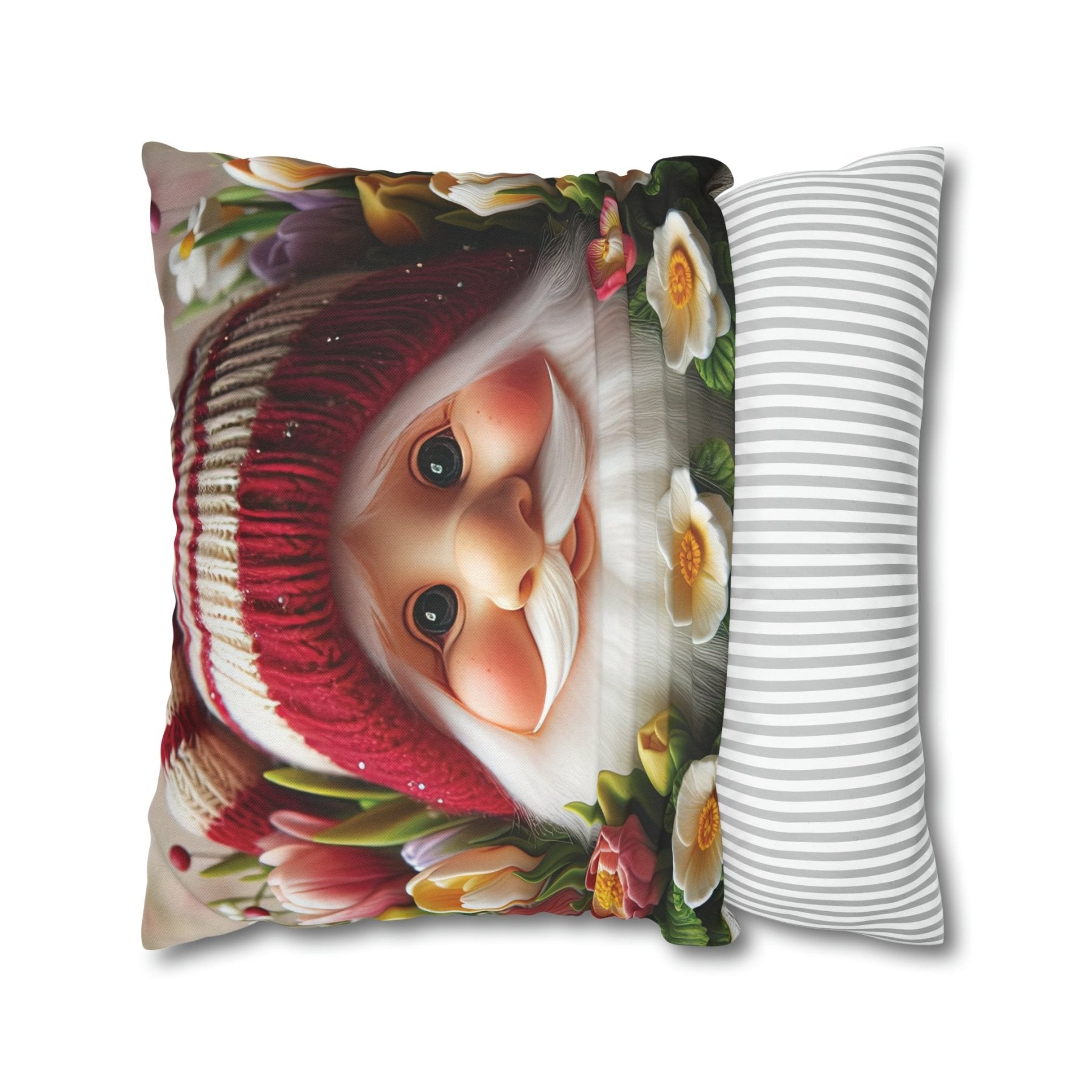 Gnome & Flowers Throw Pillow Cover, Throw Pillow Case, Qty 1, (8) - Janlyn's Crafts