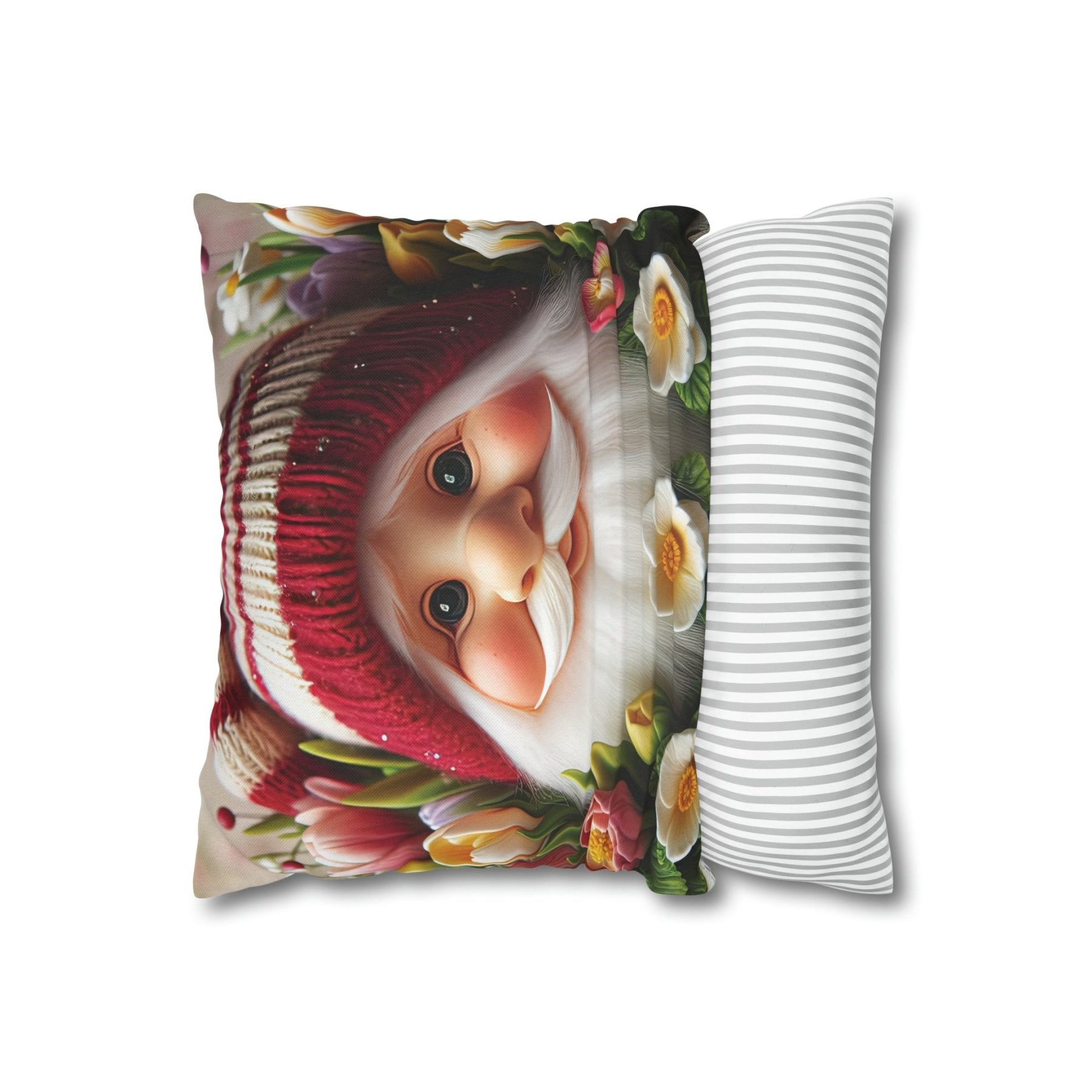 Gnome & Flowers Throw Pillow Cover, Throw Pillow Case, Qty 1, (8) - Janlyn's Crafts