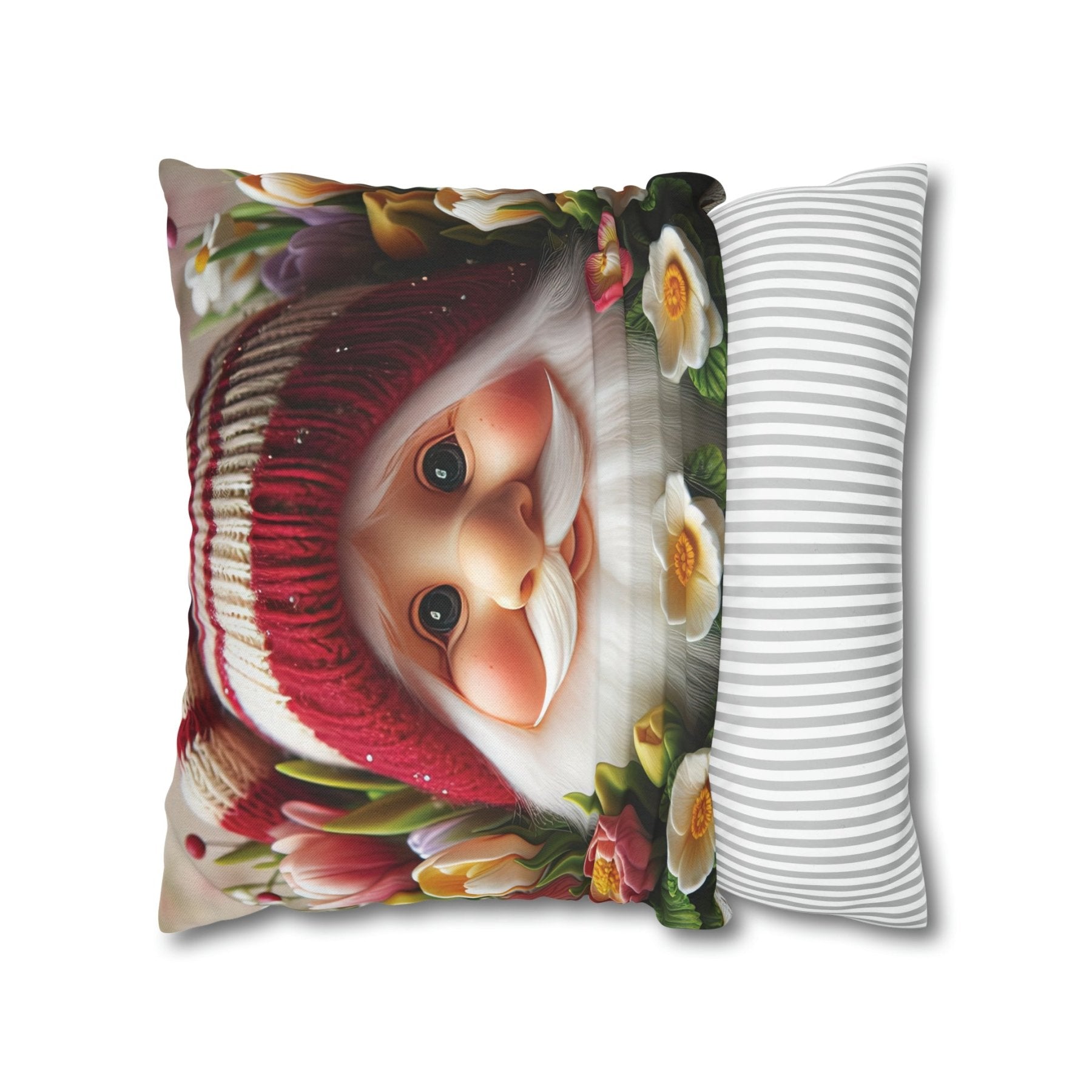 Gnome & Flowers Throw Pillow Cover, Throw Pillow Case, Qty 1, (8) - Janlyn's Crafts