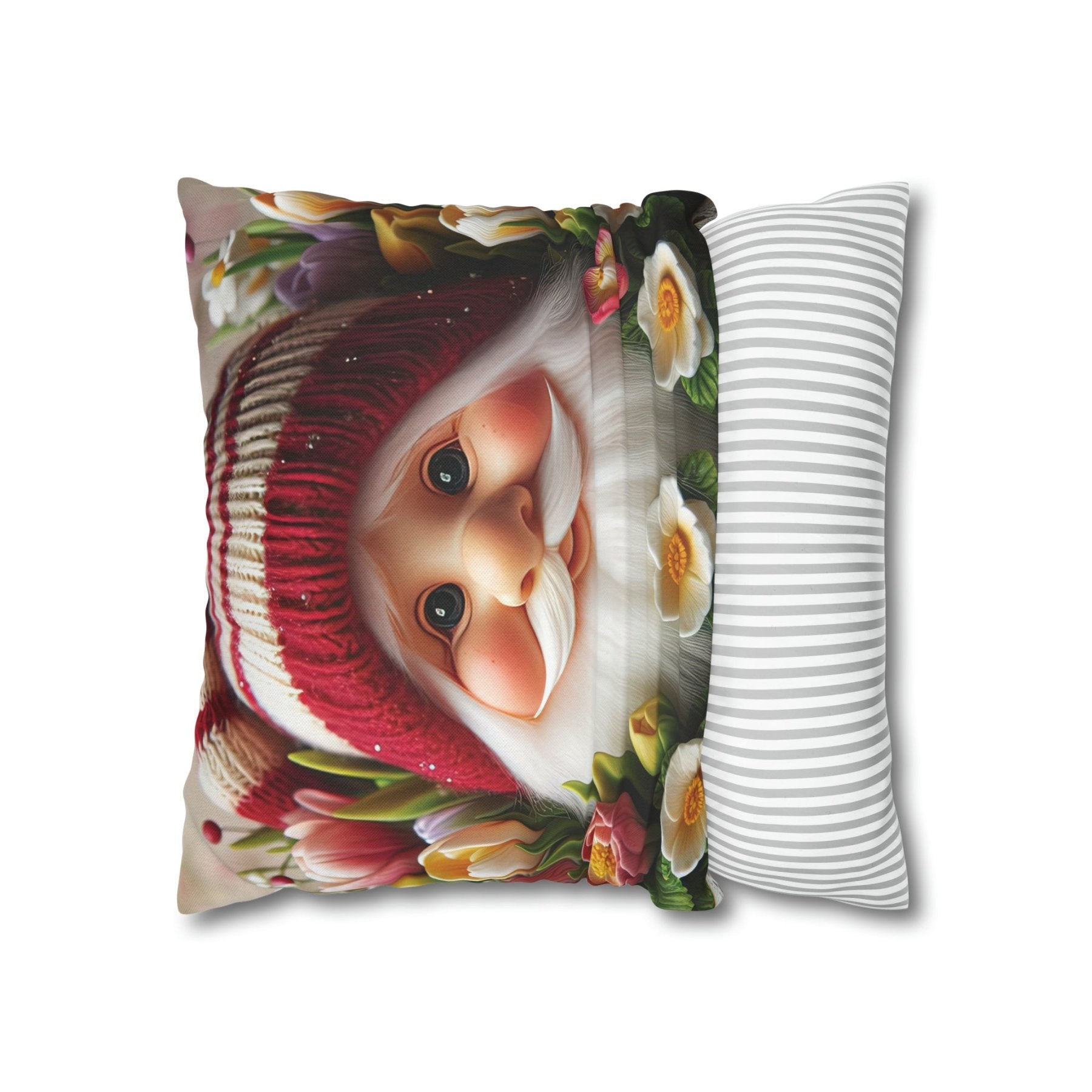 Gnome & Flowers Throw Pillow Cover, Throw Pillow Case, Qty 1, (8) - Janlyn's Crafts