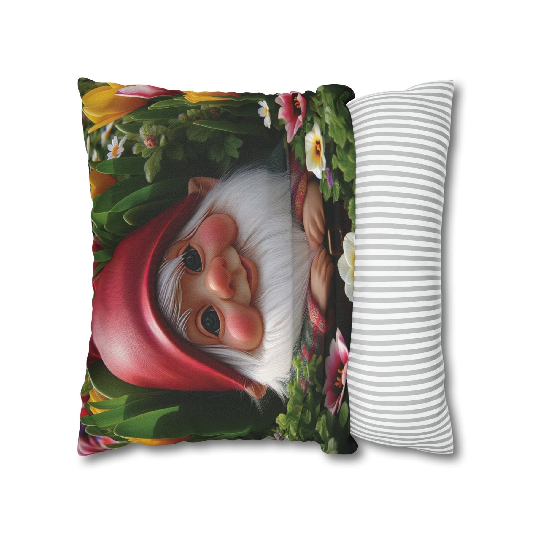 Gnome & Flowers Throw Pillow Cover, Throw Pillow Case, Qty 1, (9) - Janlyn's Crafts