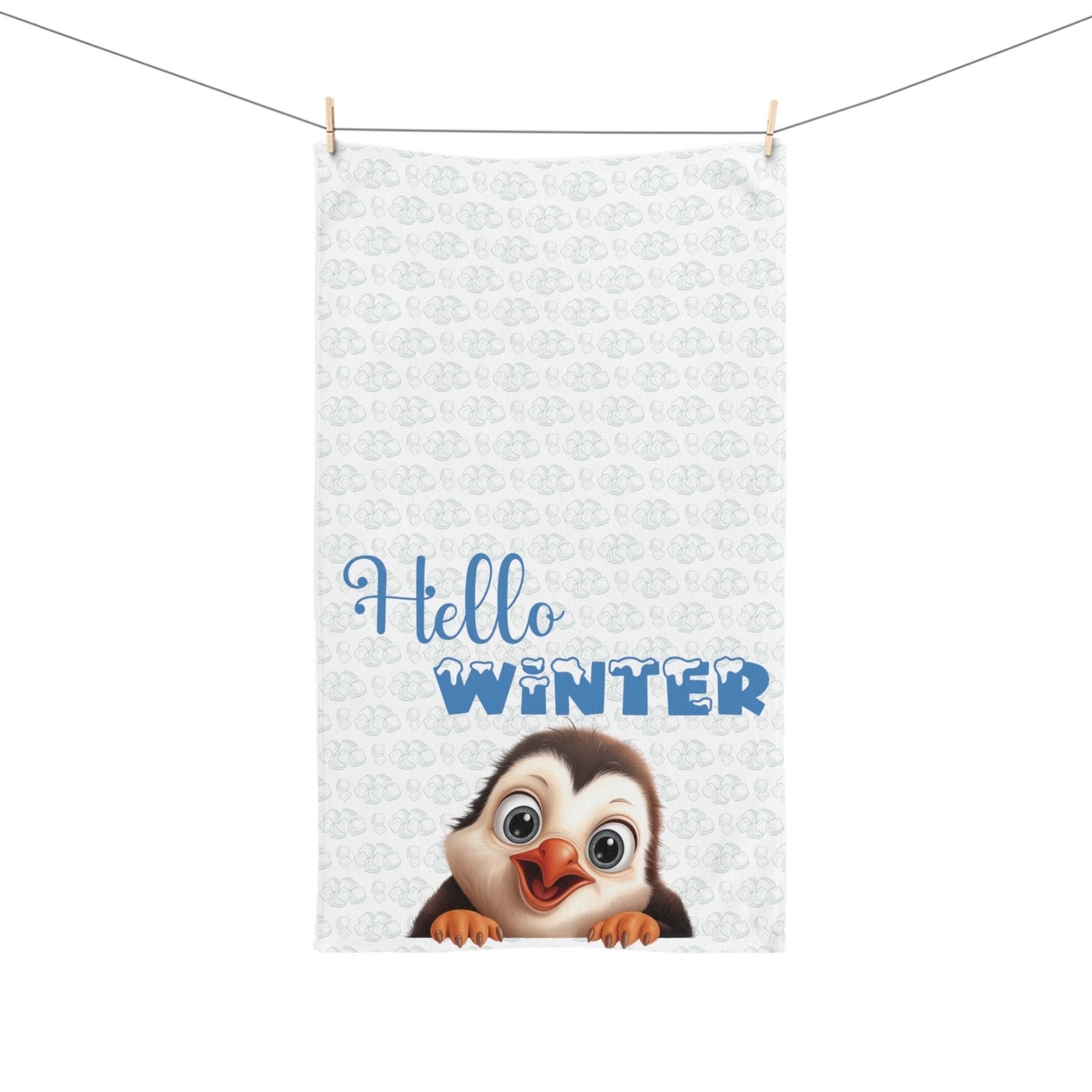 Hand Towel, Penguin, Winter, Hello Winter - Janlyn's Crafts