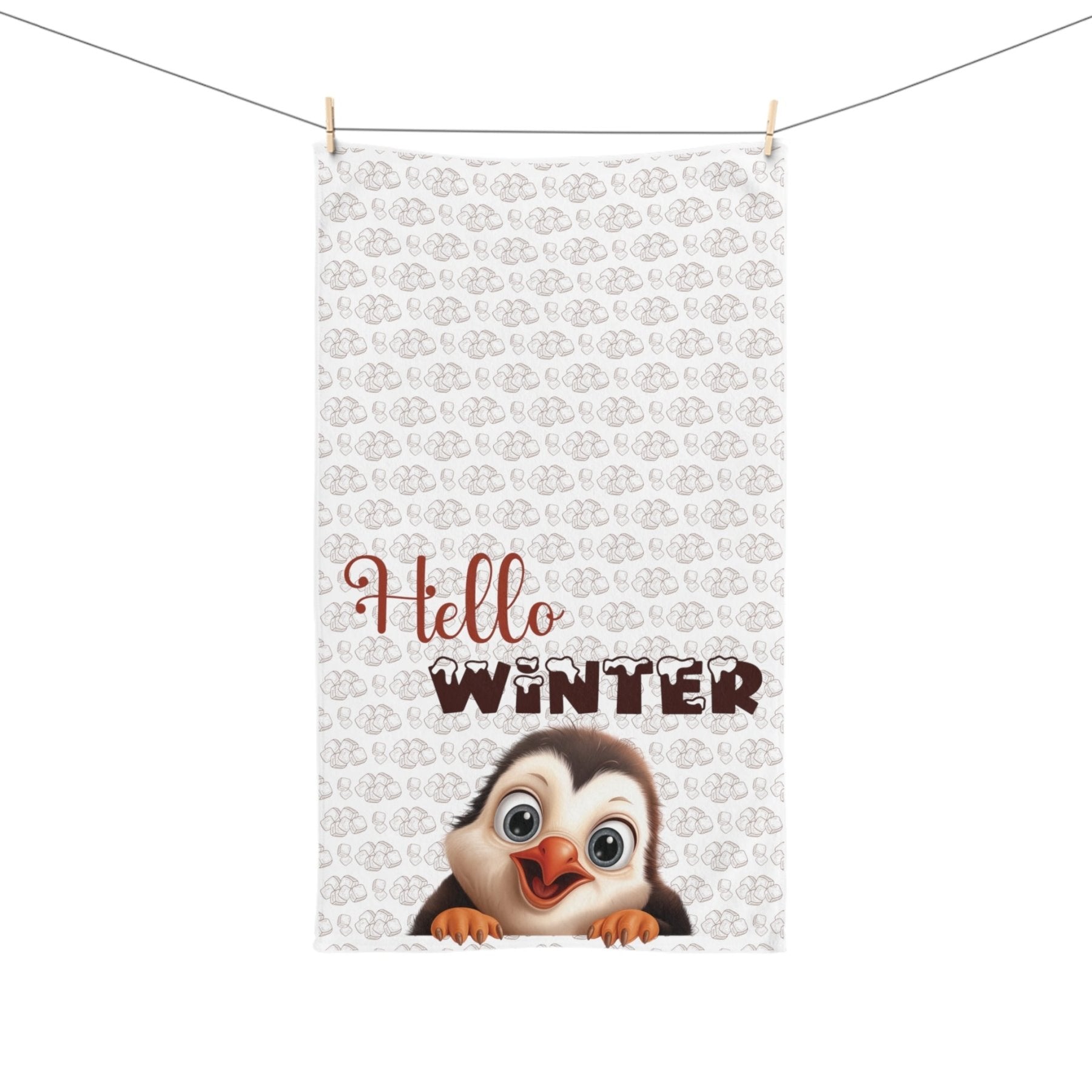 Hand Towel, Penguin, Winter, Hello Winter - Janlyn's Crafts