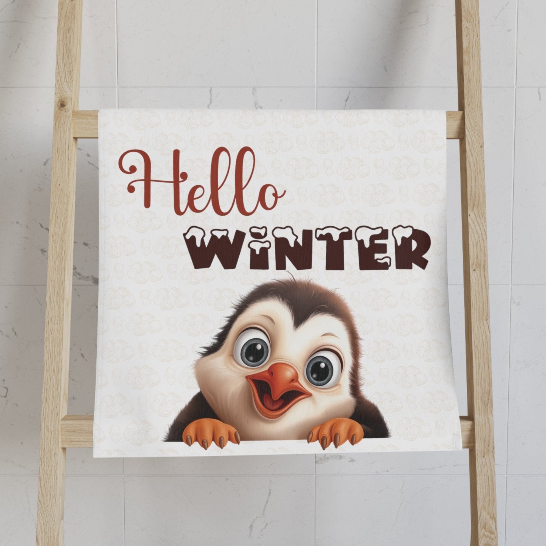 Hand Towel, Penguin, Winter, Hello Winter - Janlyn's Crafts