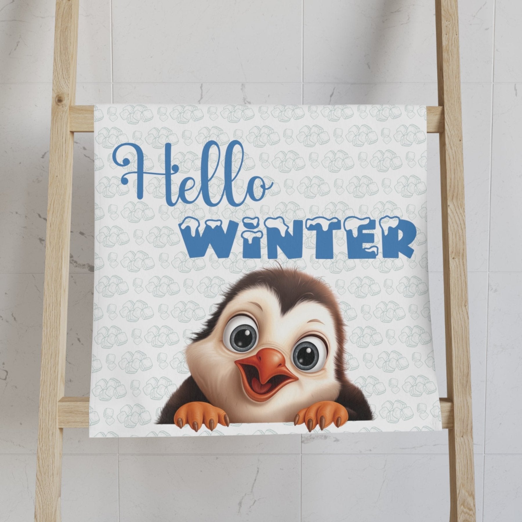 Hand Towel, Penguin, Winter, Hello Winter - Janlyn's Crafts