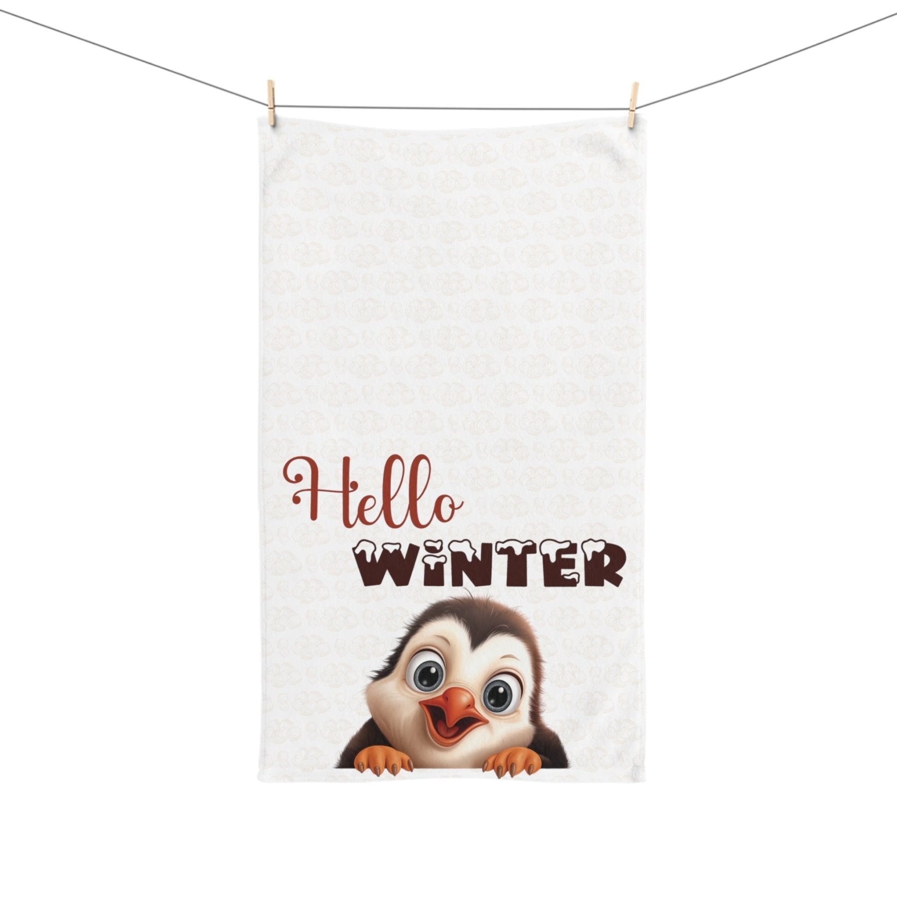 Hand Towel, Penguin, Winter, Hello Winter - Janlyn's Crafts