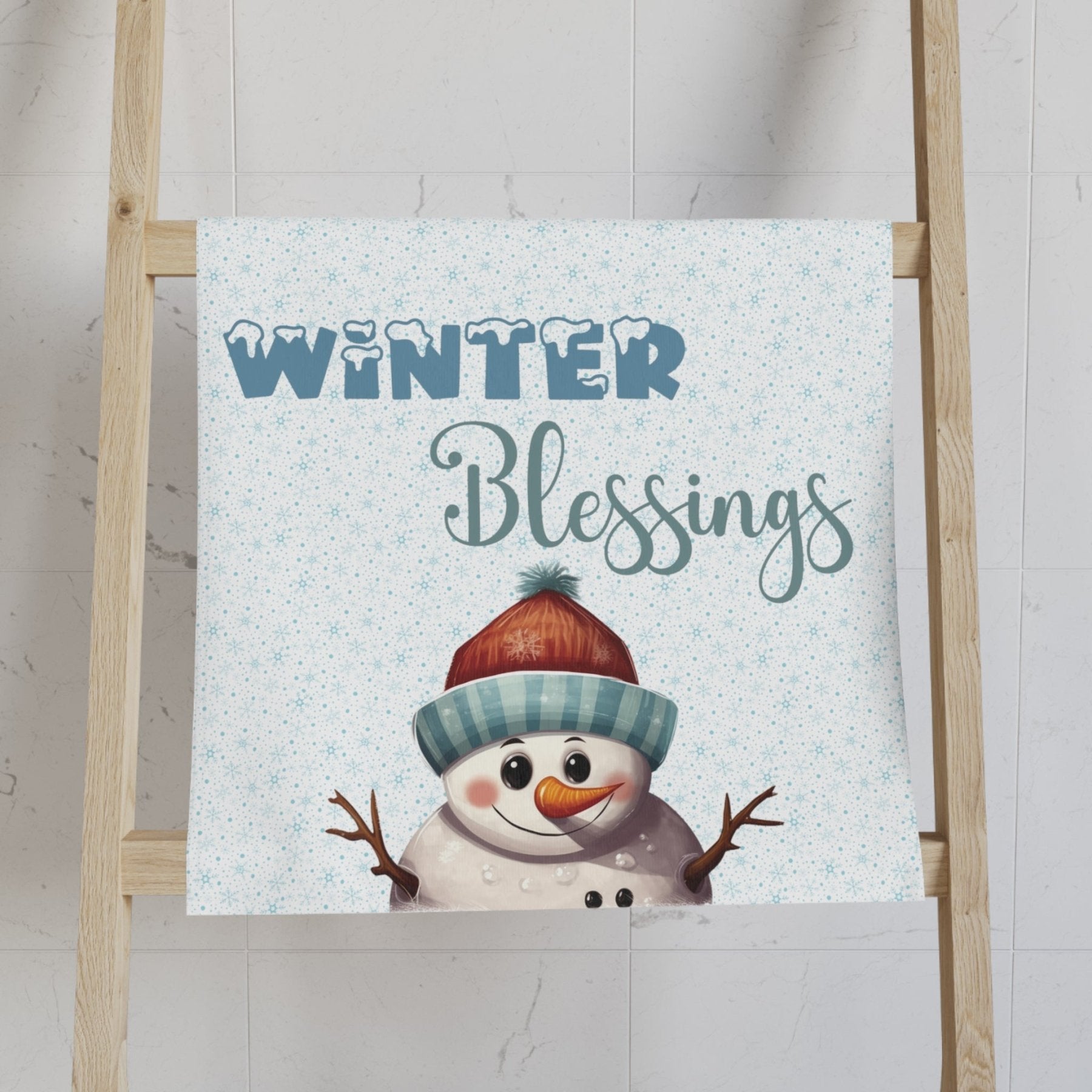 Hand Towel, Snowman, Winter, Winter Blessings, Snowman 4 - Janlyn's Crafts