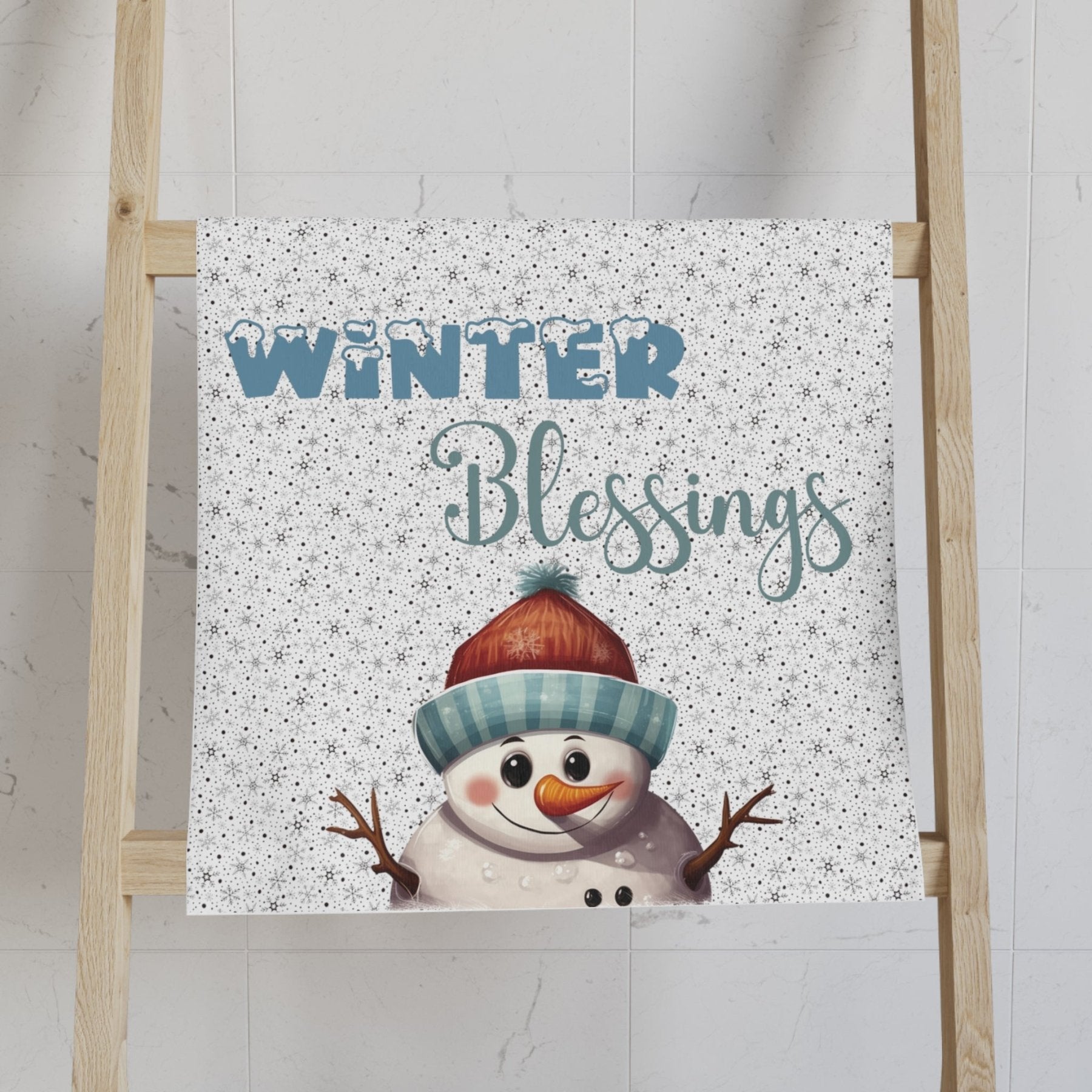 Hand Towel, Snowman, Winter, Winter Blessings, Snowman 4 - Janlyn's Crafts