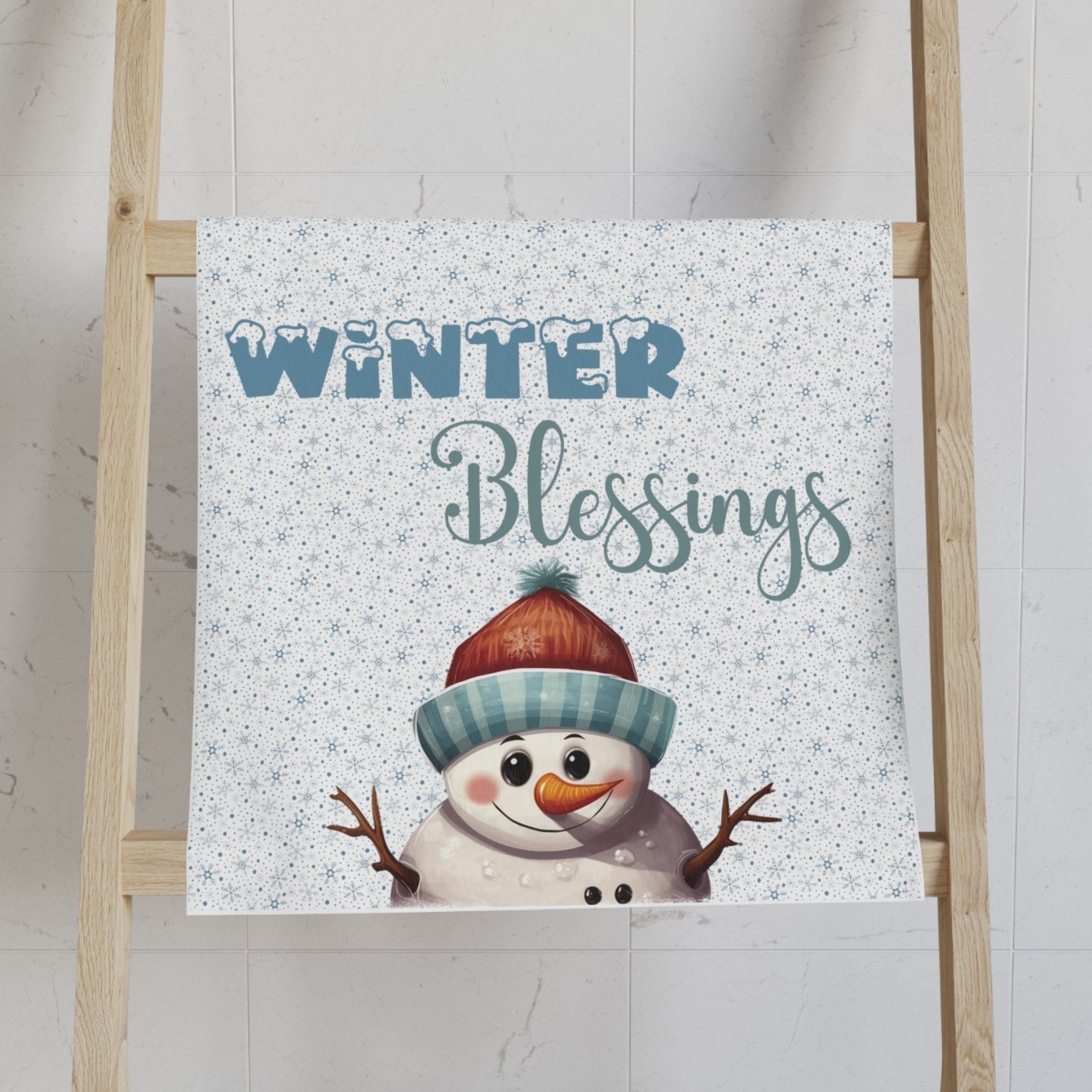 Hand Towel, Snowman, Winter, Winter Blessings, Snowman 4 - Janlyn's Crafts