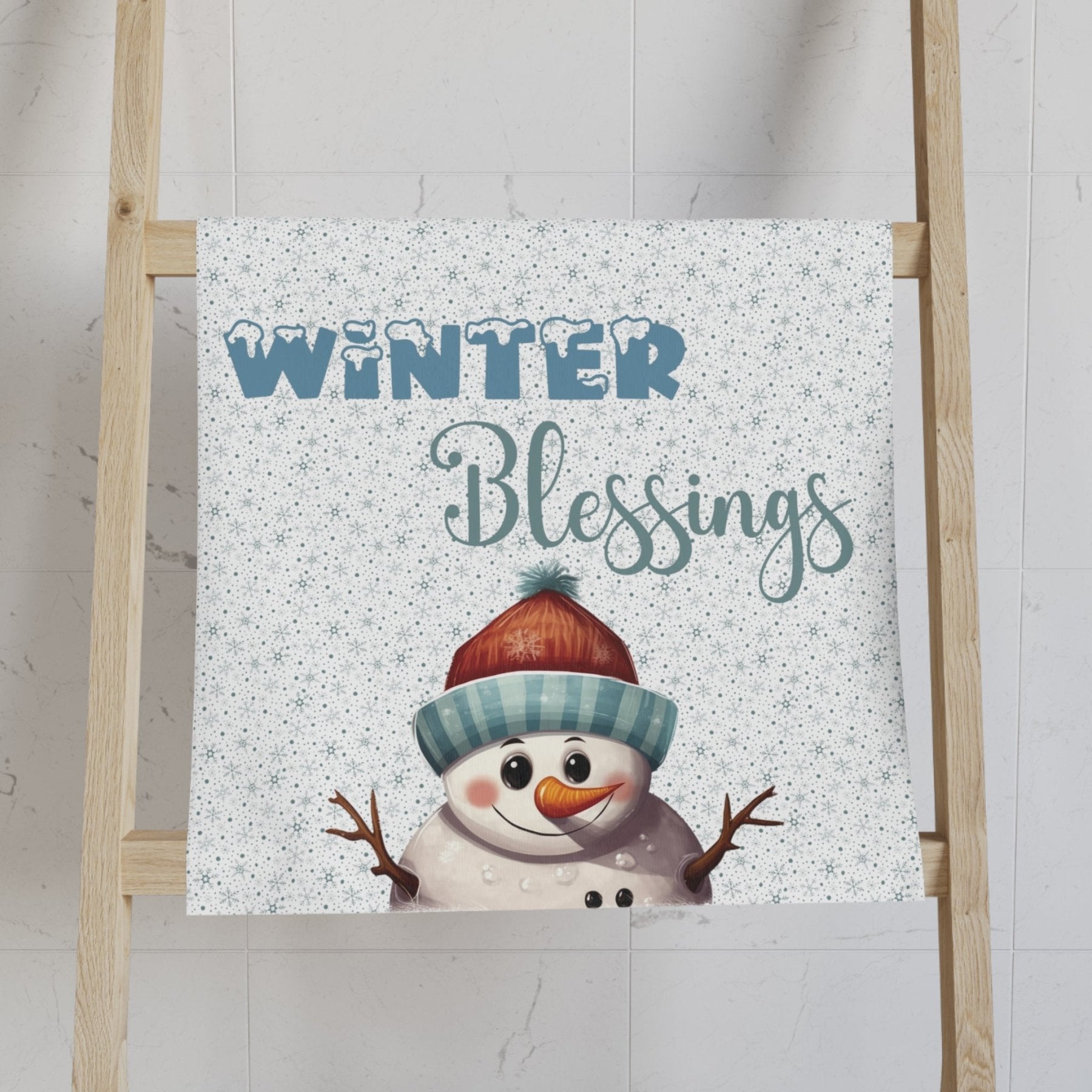 Hand Towel, Snowman, Winter, Winter Blessings, Snowman 4 - Janlyn's Crafts