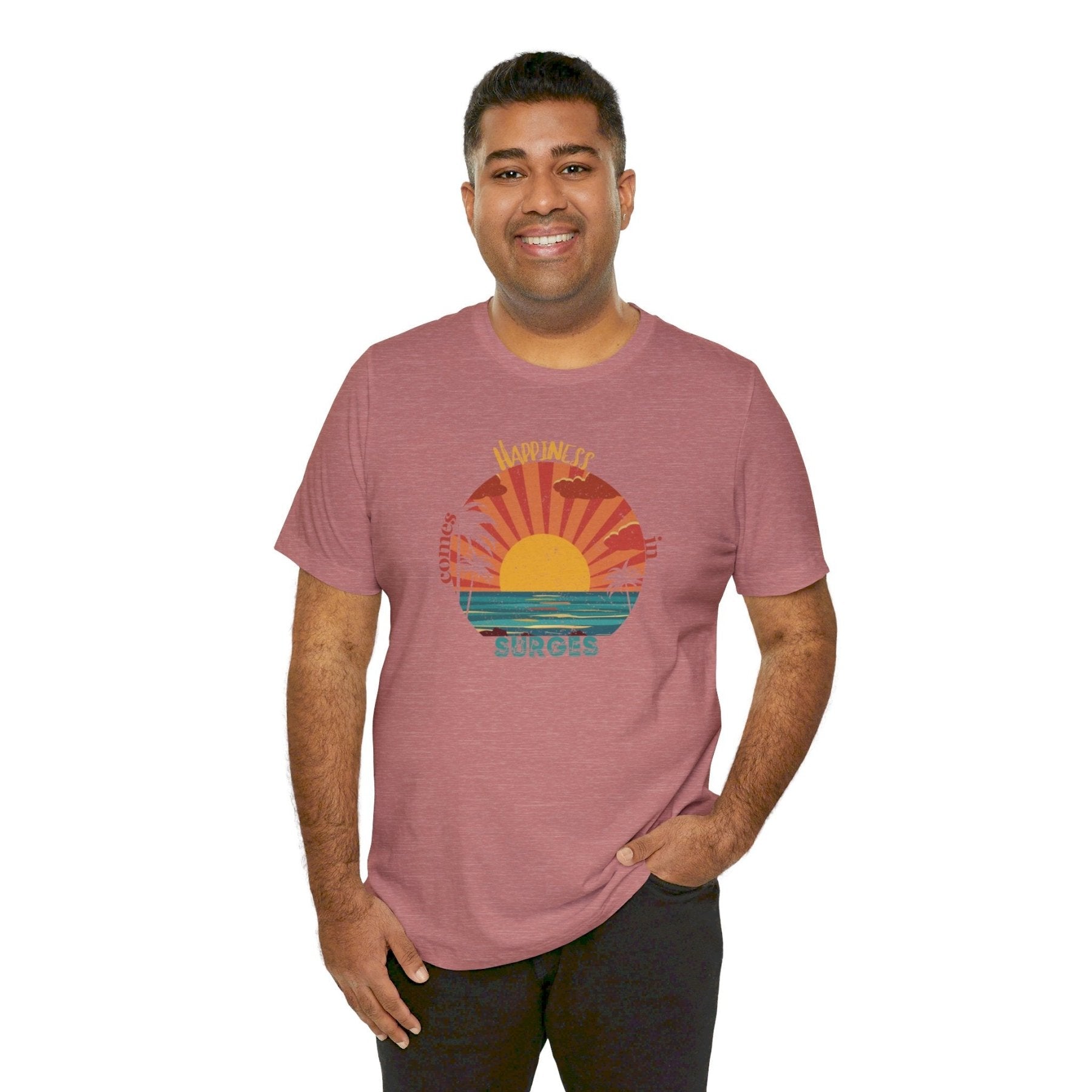 Happiness Comes in Surges, Unisex Jersey Short Sleeve Tee - Janlyn's Crafts