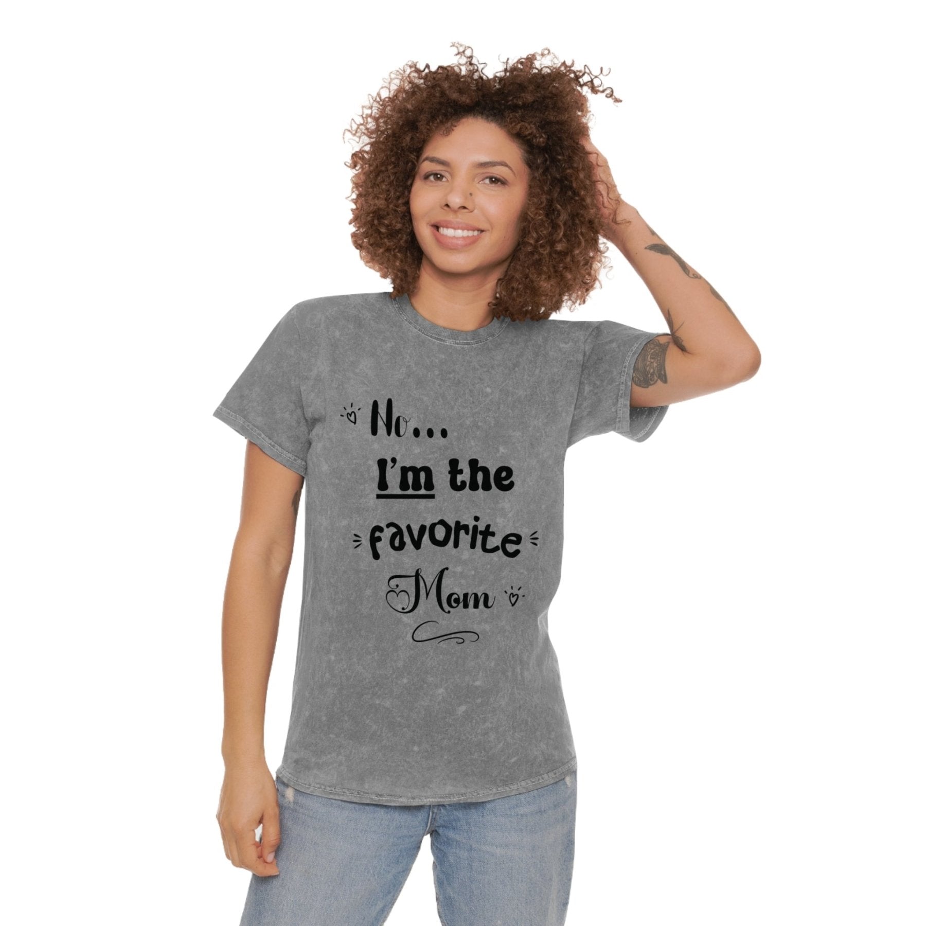 I'm the Favorite Mom, Unisex Mineral Wash T-Shirt - Janlyn's Crafts