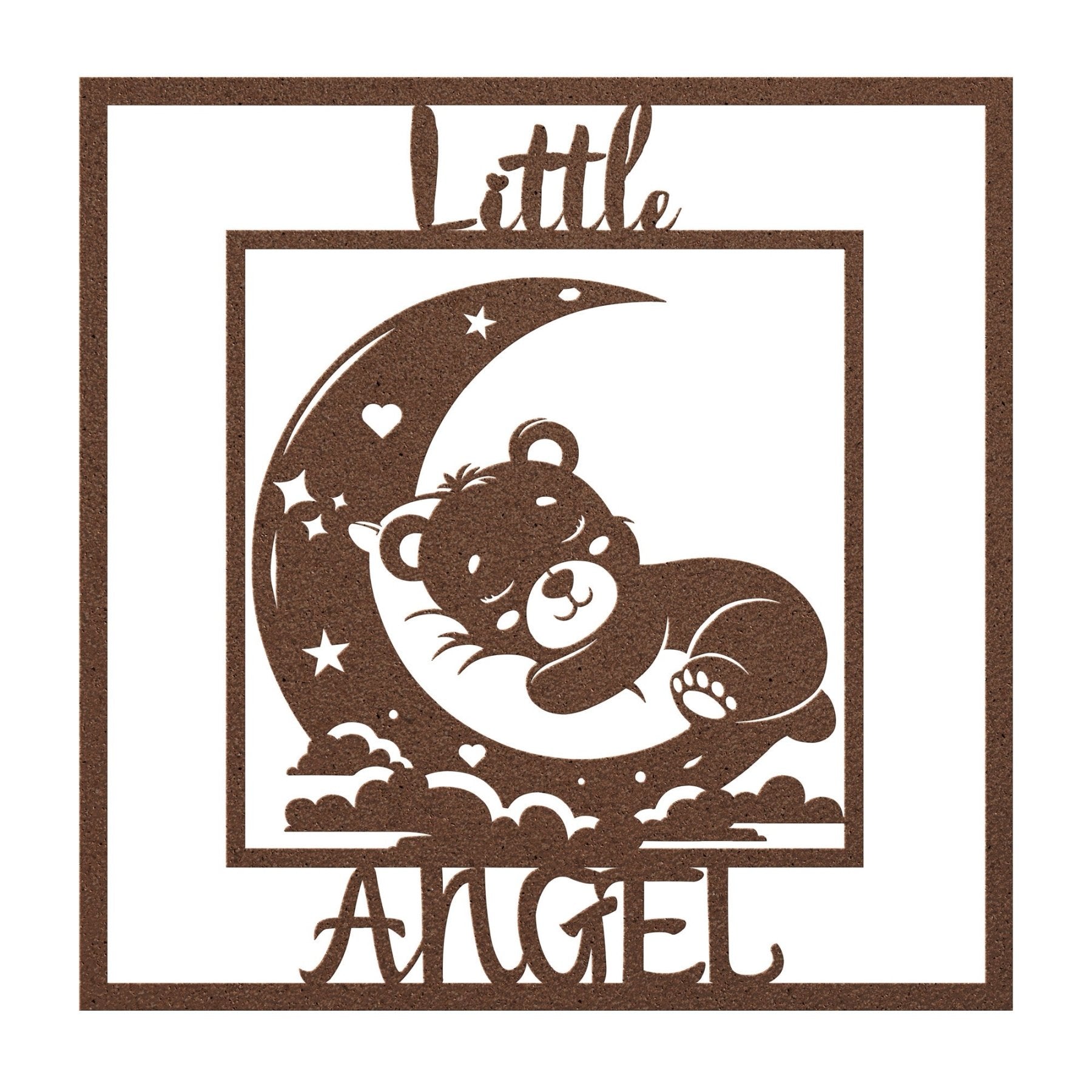 Little Angel, Sleeping Bear on Moon, Square Metal Sign - Janlyn's Crafts