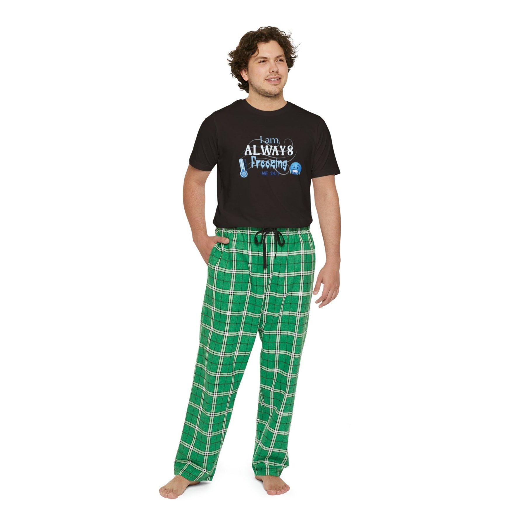 Men's Short Sleeve Pajama Set, I am Always Freezing, Cold, All Year Round Pajamas, PJs, Cold Lover - Janlyn's Crafts