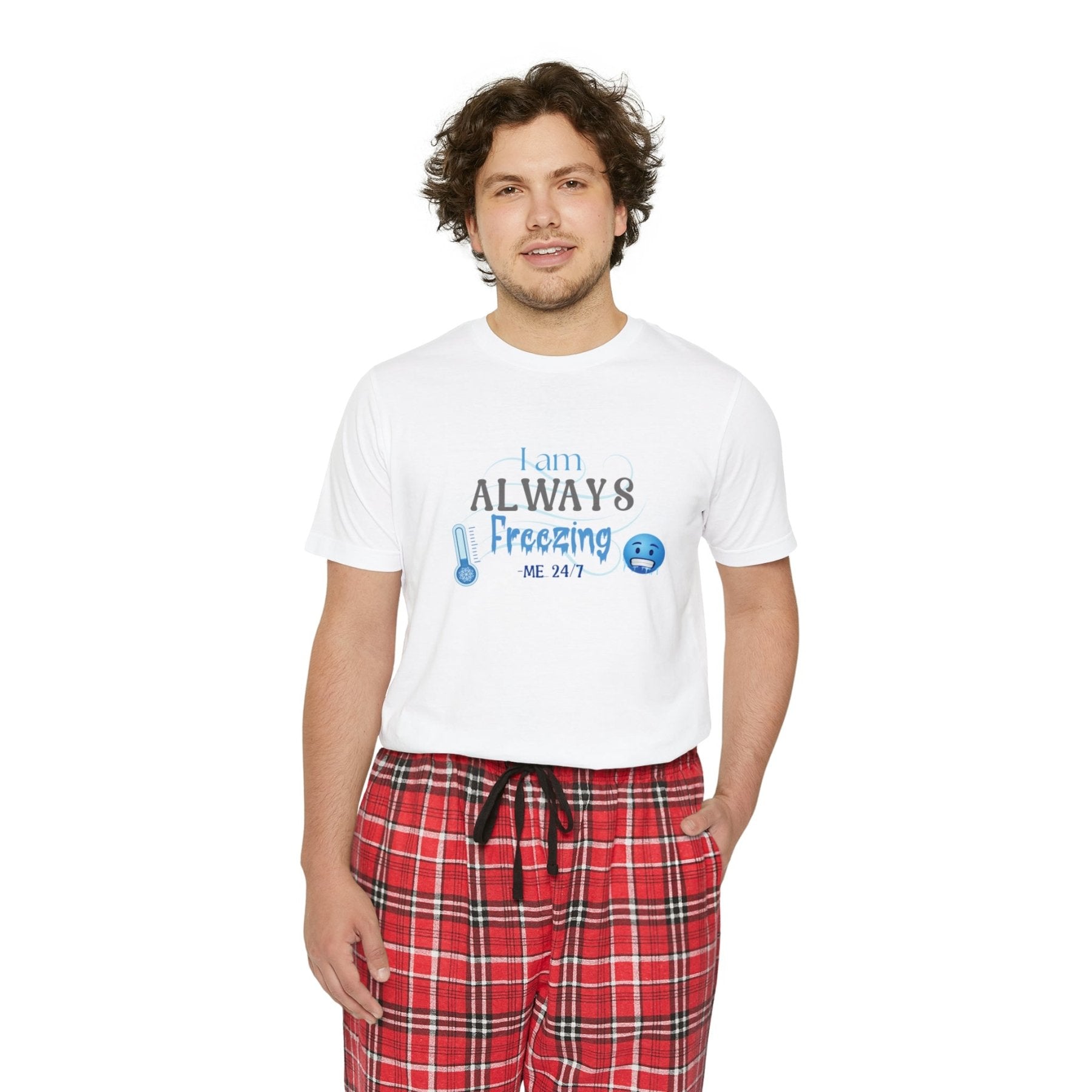 Men's Short Sleeve Pajama Set, I am Always Freezing, Cold, All Year Round Pajamas, PJs, Cold Lover - Janlyn's Crafts