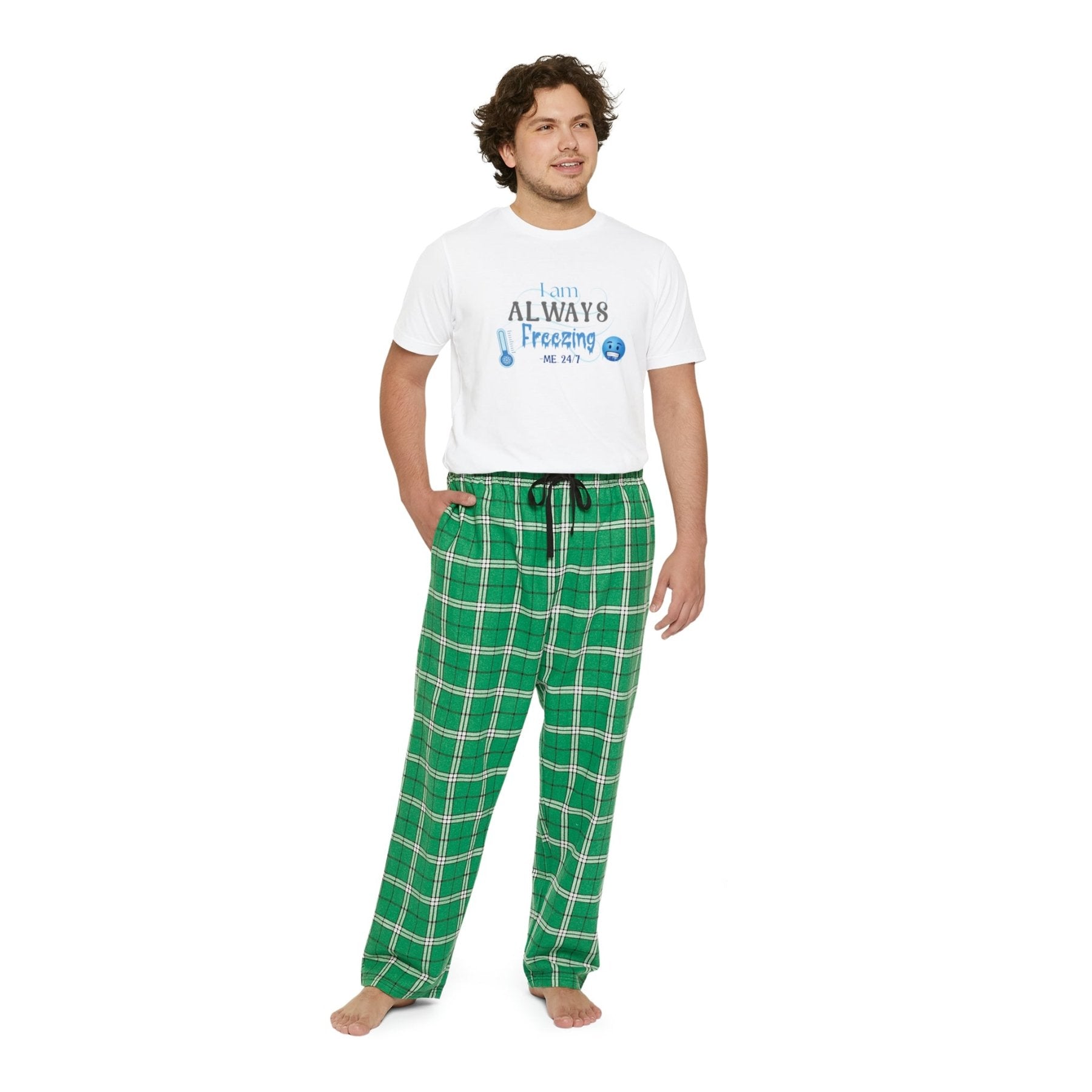 Men's Short Sleeve Pajama Set, I am Always Freezing, Cold, All Year Round Pajamas, PJs, Cold Lover - Janlyn's Crafts