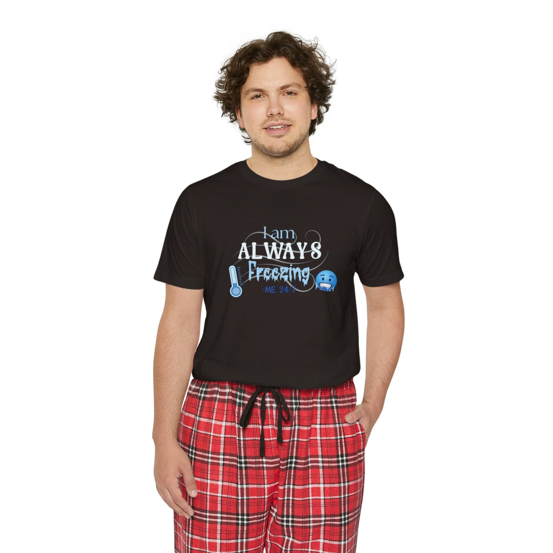 Men's Short Sleeve Pajama Set, I am Always Freezing, Cold, All Year Round Pajamas, PJs, Cold Lover - Janlyn's Crafts