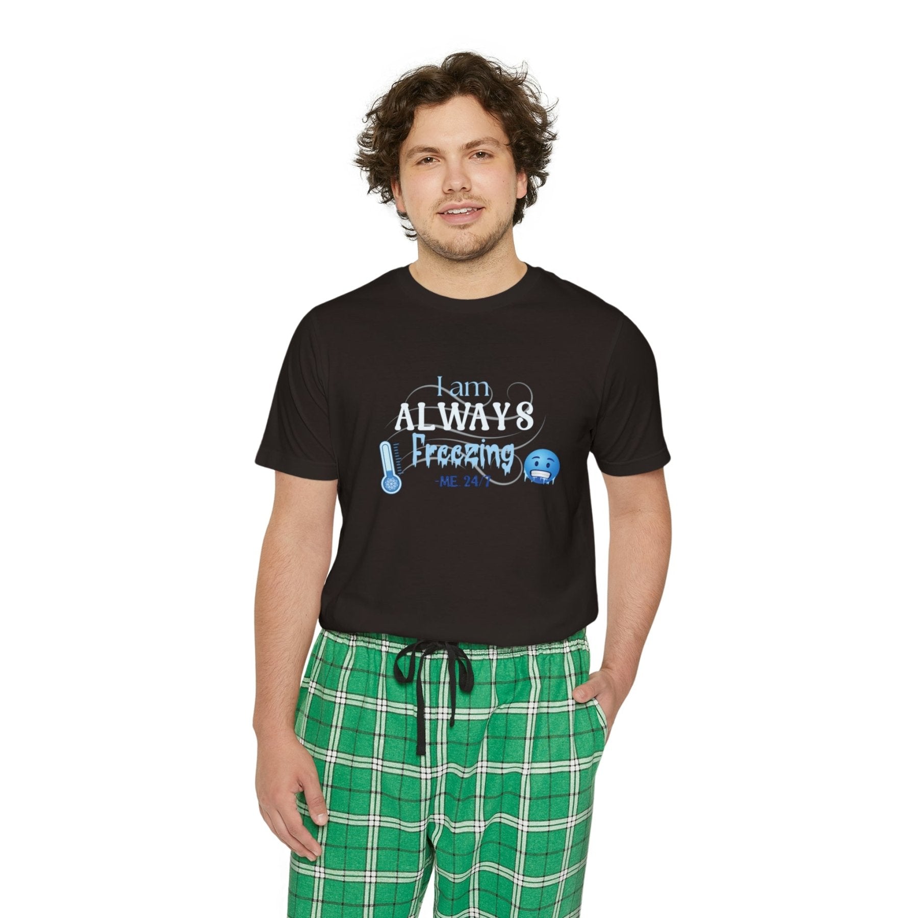 Men's Short Sleeve Pajama Set, I am Always Freezing, Cold, All Year Round Pajamas, PJs, Cold Lover - Janlyn's Crafts