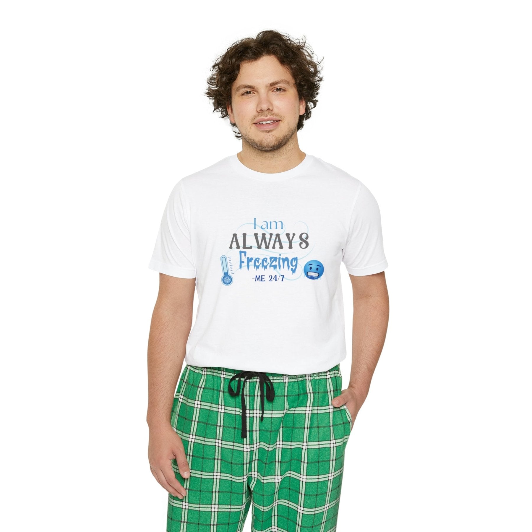 Men's Short Sleeve Pajama Set, I am Always Freezing, Cold, All Year Round Pajamas, PJs, Cold Lover - Janlyn's Crafts