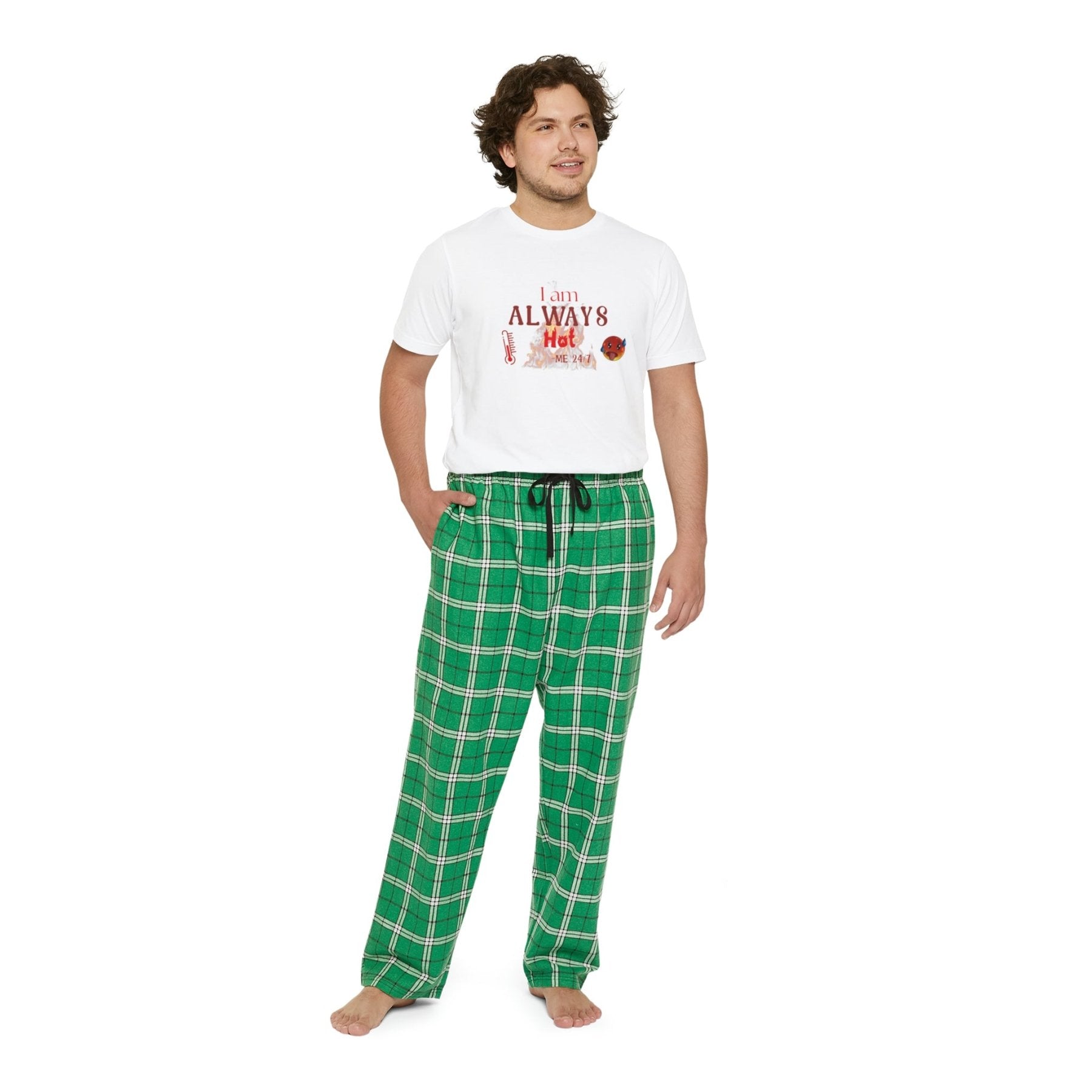 Men's Short Sleeve Pajama Set, I am Always Hot, Hot, All Year Round Pajamas, PJs, Hot Lover - Janlyn's Crafts