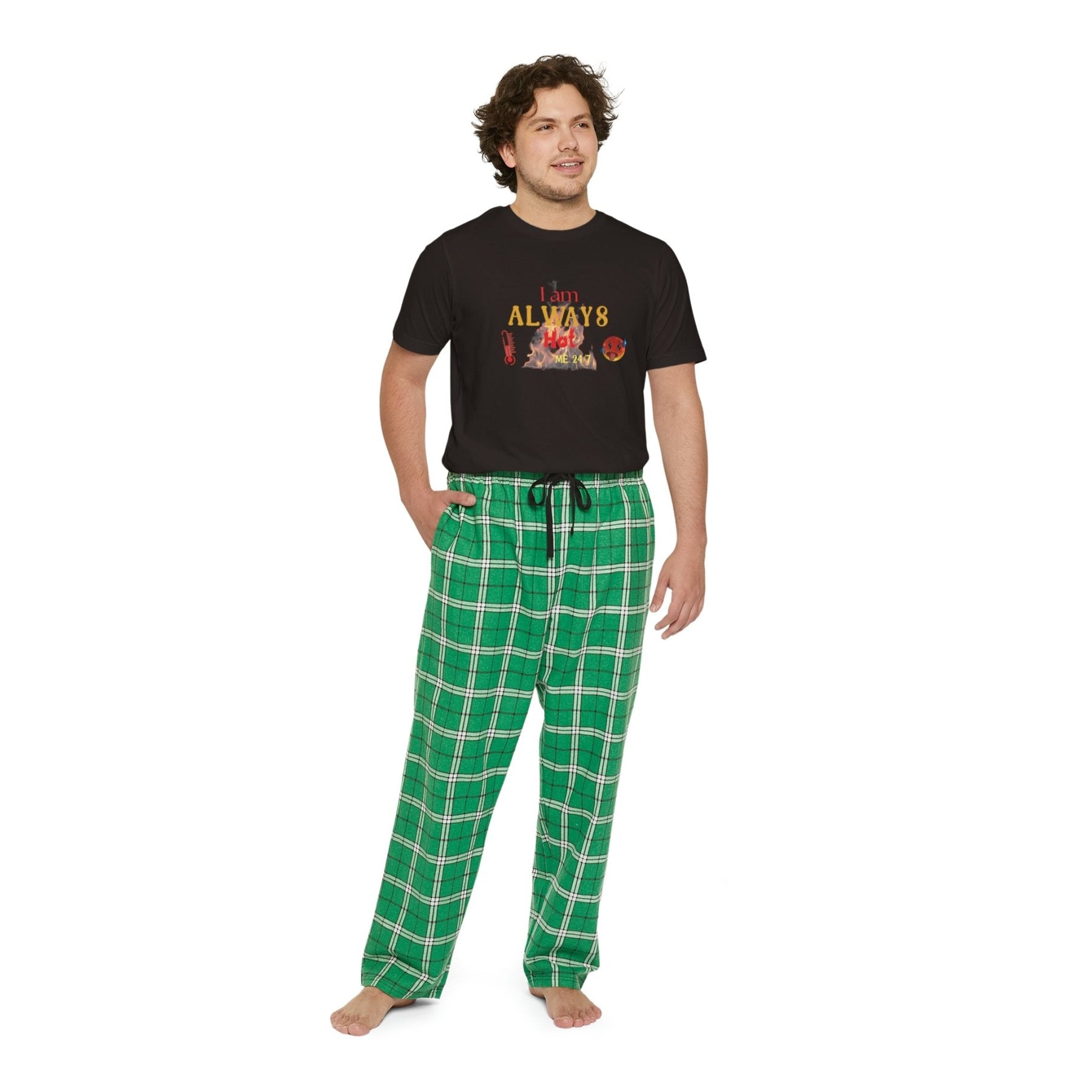 Men's Short Sleeve Pajama Set, I am Always Hot, Hot, All Year Round Pajamas, PJs, Hot Lover - Janlyn's Crafts