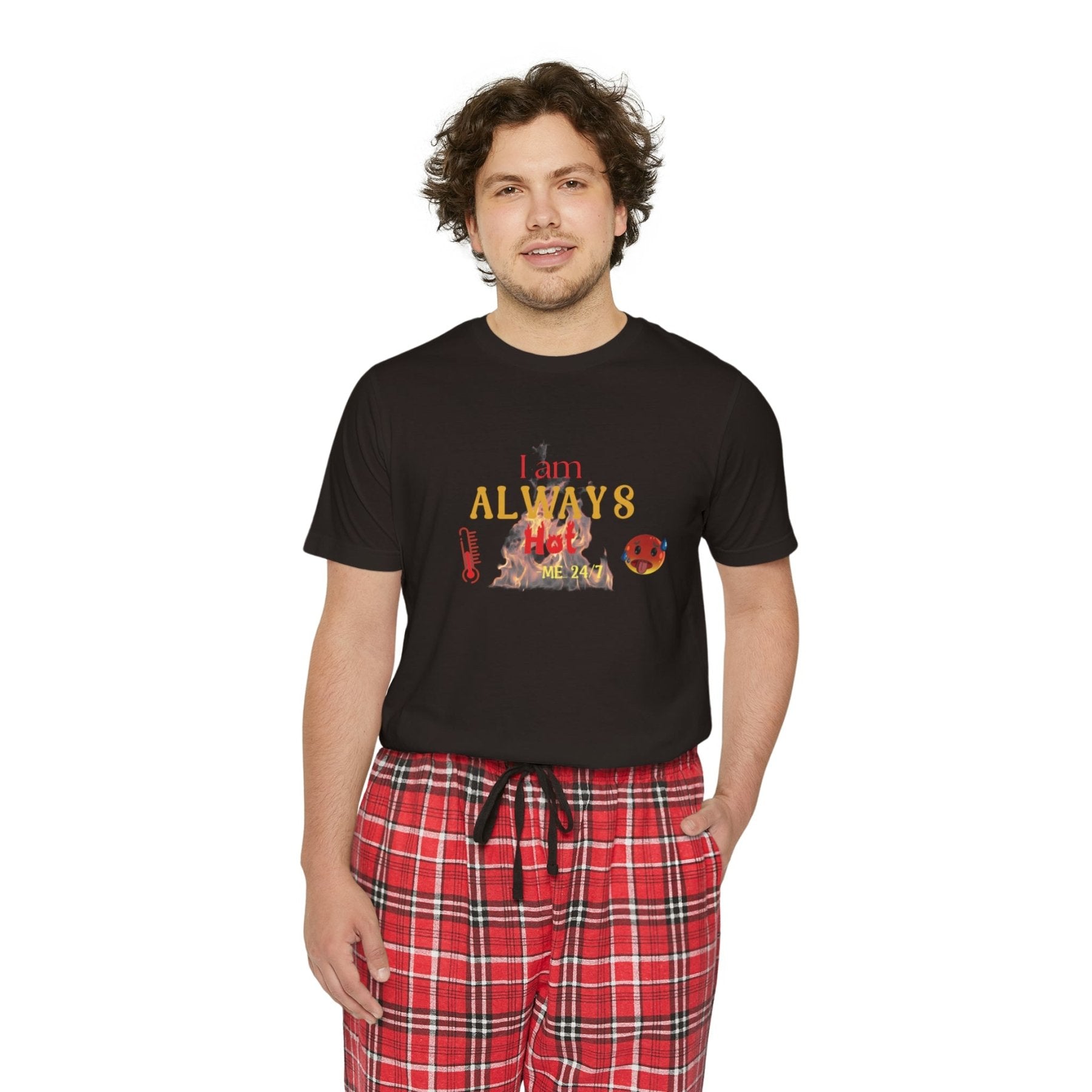 Men's Short Sleeve Pajama Set, I am Always Hot, Hot, All Year Round Pajamas, PJs, Hot Lover - Janlyn's Crafts