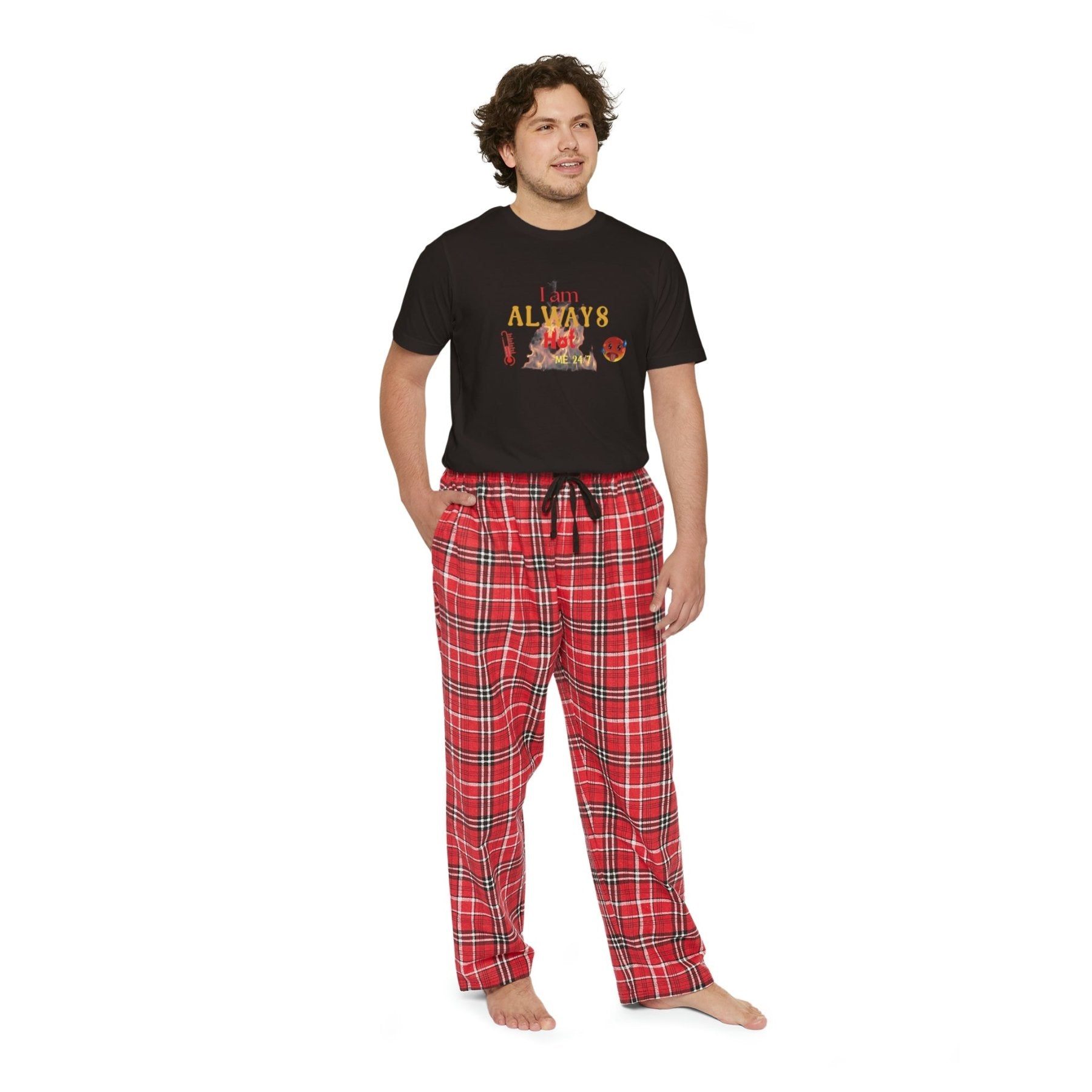 Men's Short Sleeve Pajama Set, I am Always Hot, Hot, All Year Round Pajamas, PJs, Hot Lover - Janlyn's Crafts