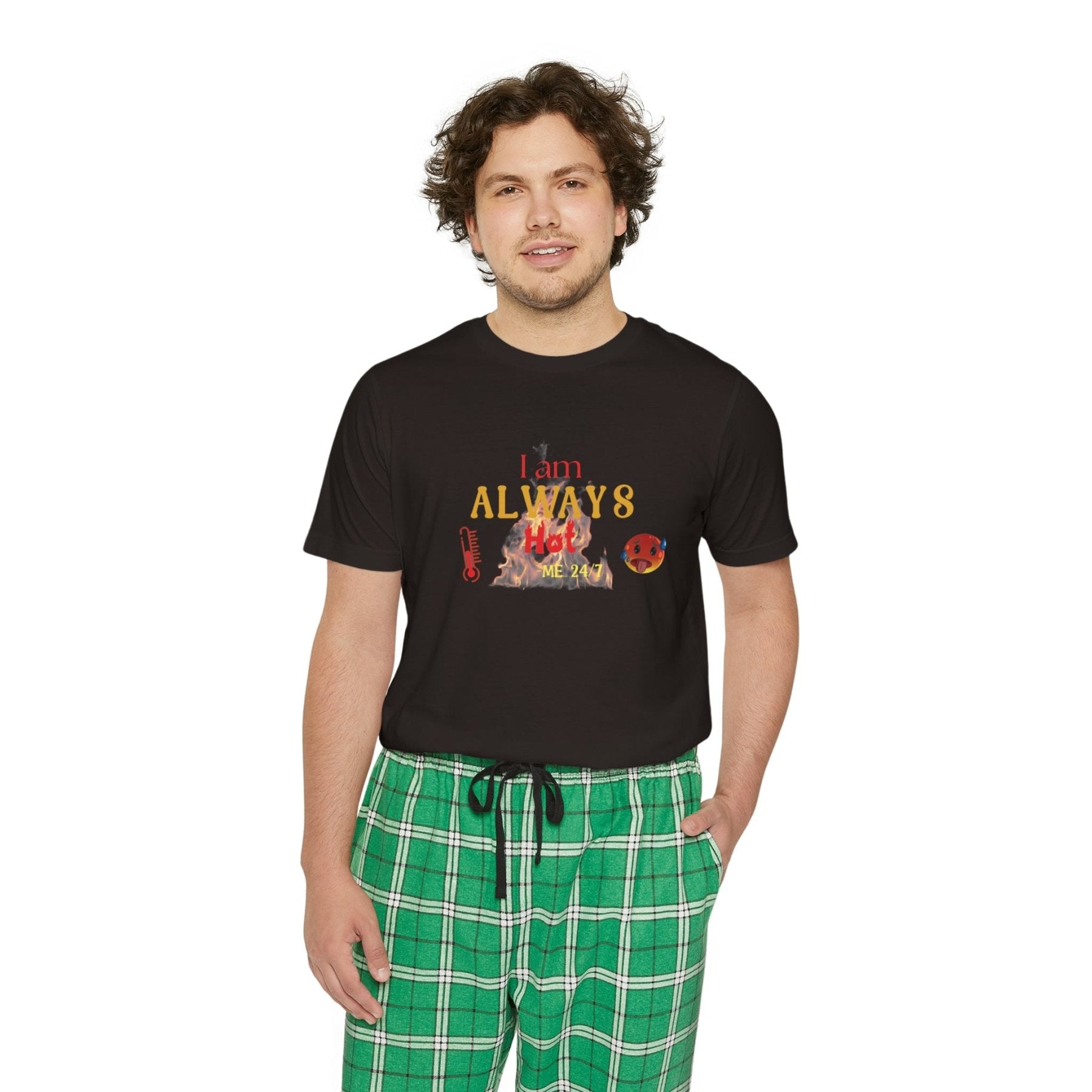 Men's Short Sleeve Pajama Set, I am Always Hot, Hot, All Year Round Pajamas, PJs, Hot Lover - Janlyn's Crafts