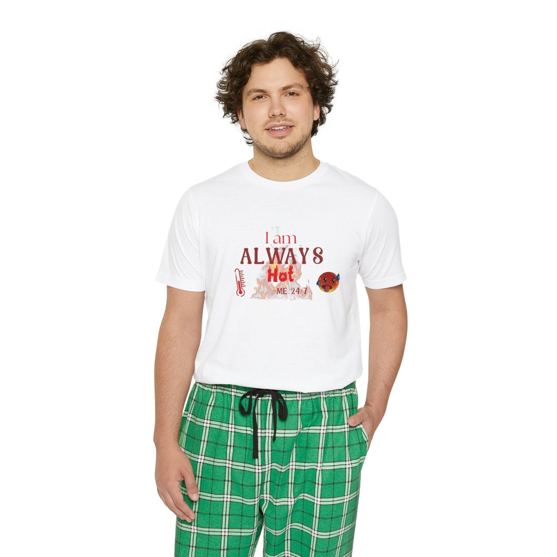 Men's Short Sleeve Pajama Set, I am Always Hot, Hot, All Year Round Pajamas, PJs, Hot Lover - Janlyn's Crafts