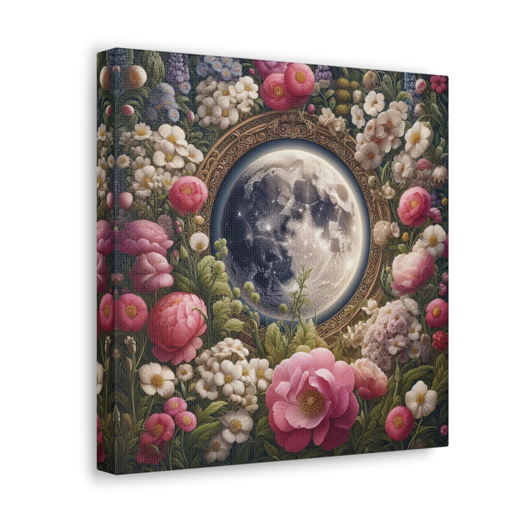 Moon & Flowers Canvas (#14) - Janlyn's Crafts