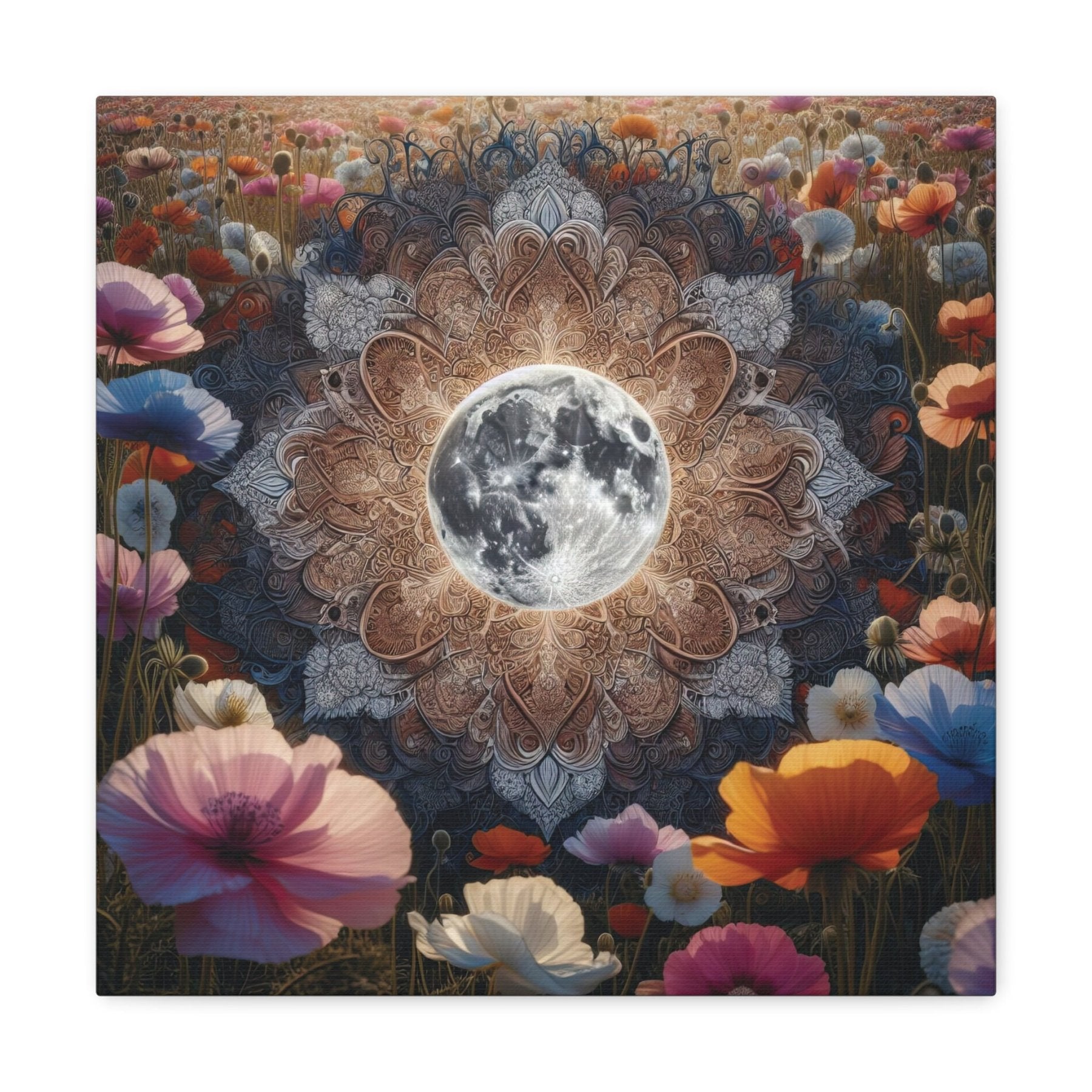 Moon & Flowers Canvas (#18) - Janlyn's Crafts