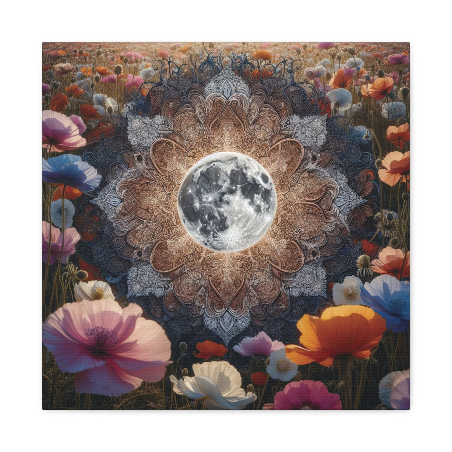 Moon & Flowers Canvas (#18) - Janlyn's Crafts