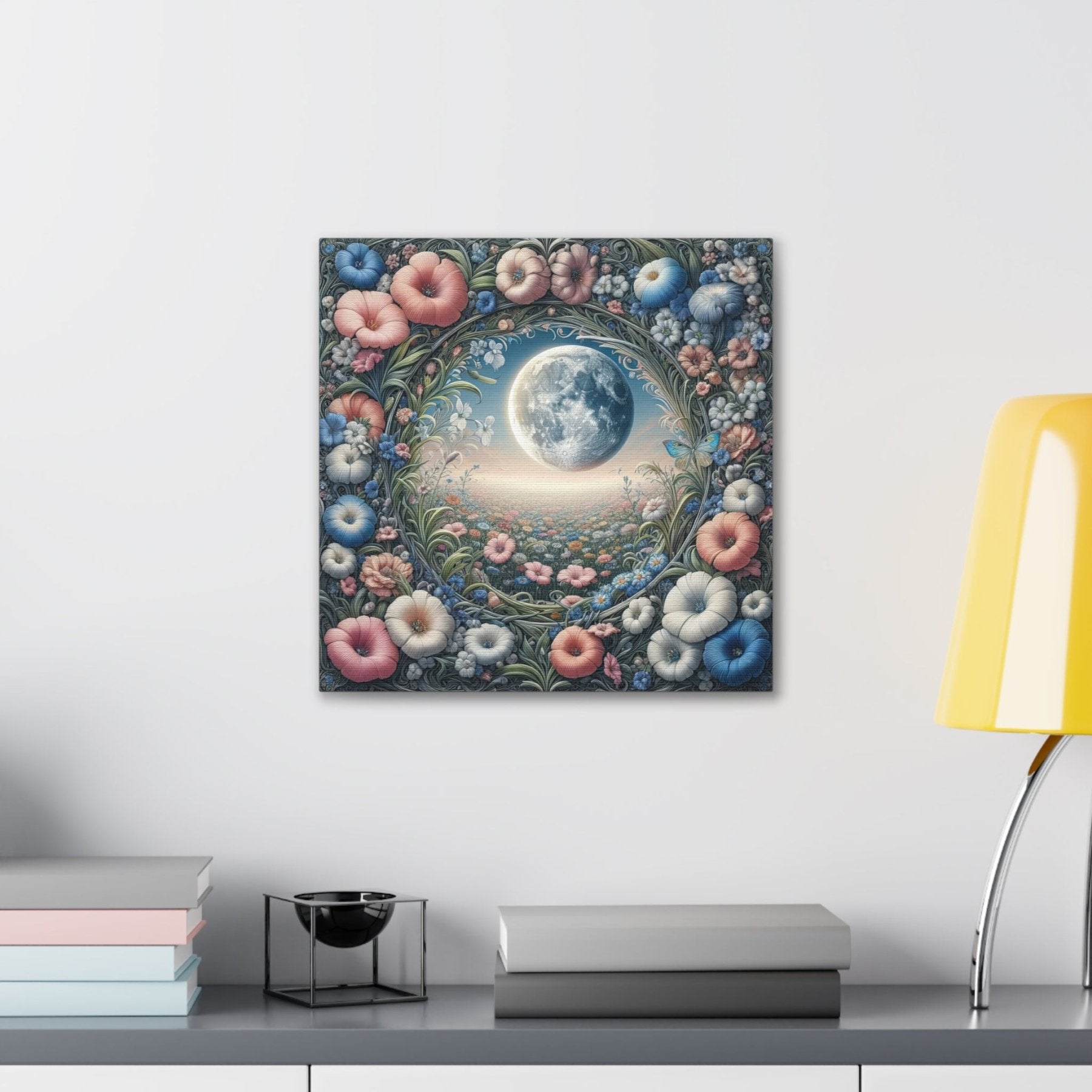 Moon & Flowers Canvas (#2) - Janlyn's Crafts