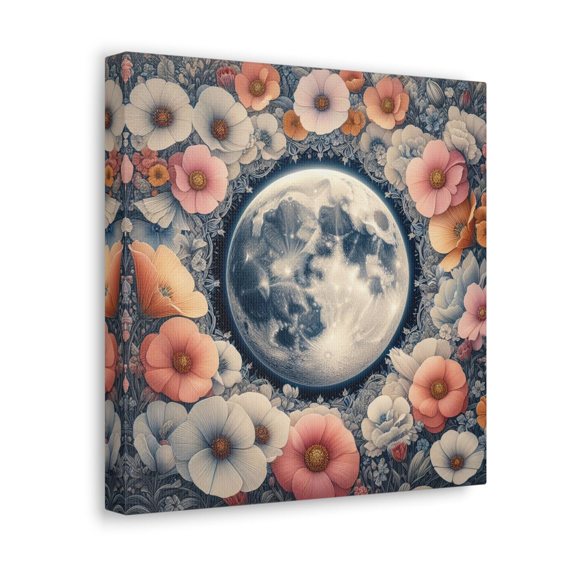 Moon & Flowers Canvas (#7) - Janlyn's Crafts