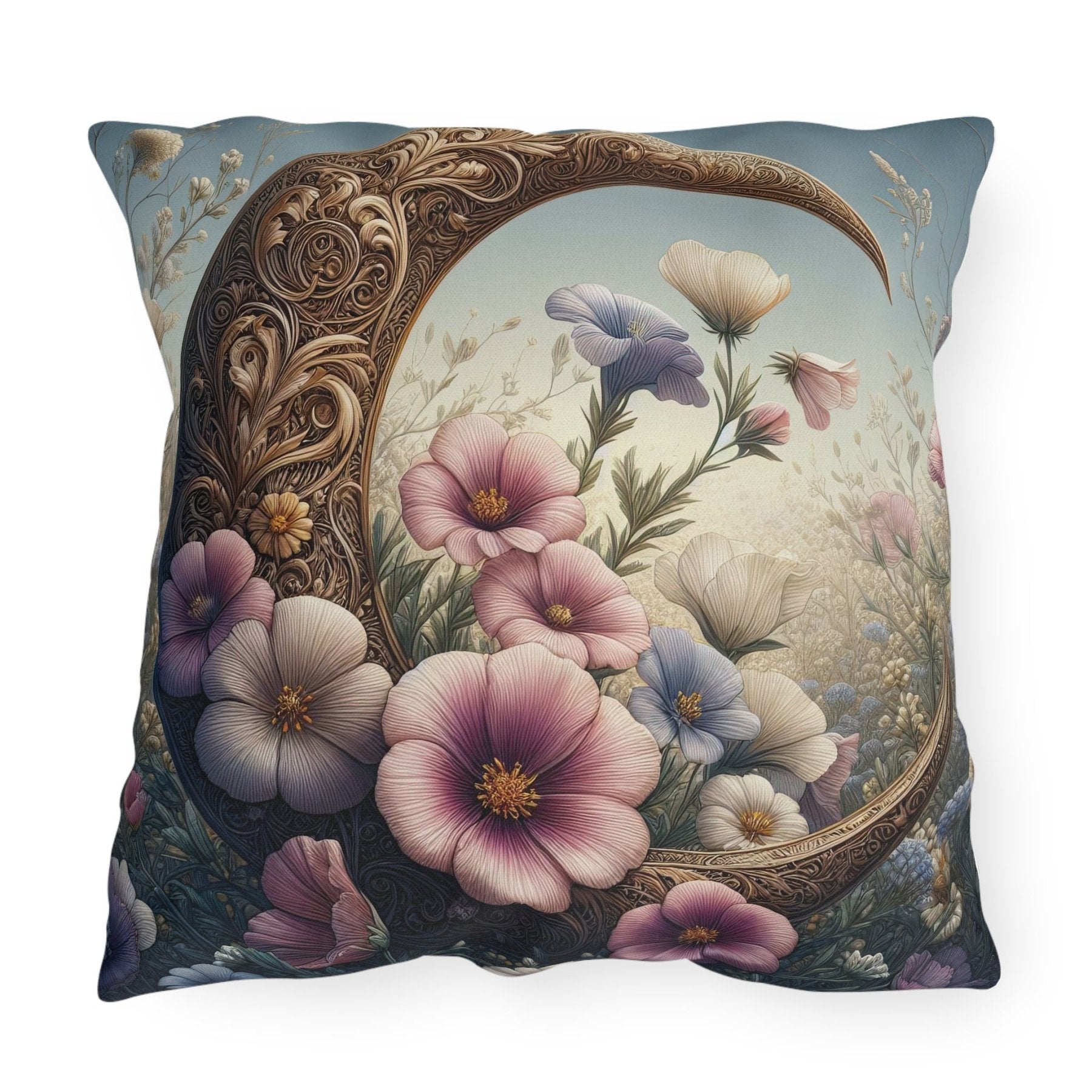 Moon & Flowers Outdoor Pillow, Qty 1, (1) - Janlyn's Crafts