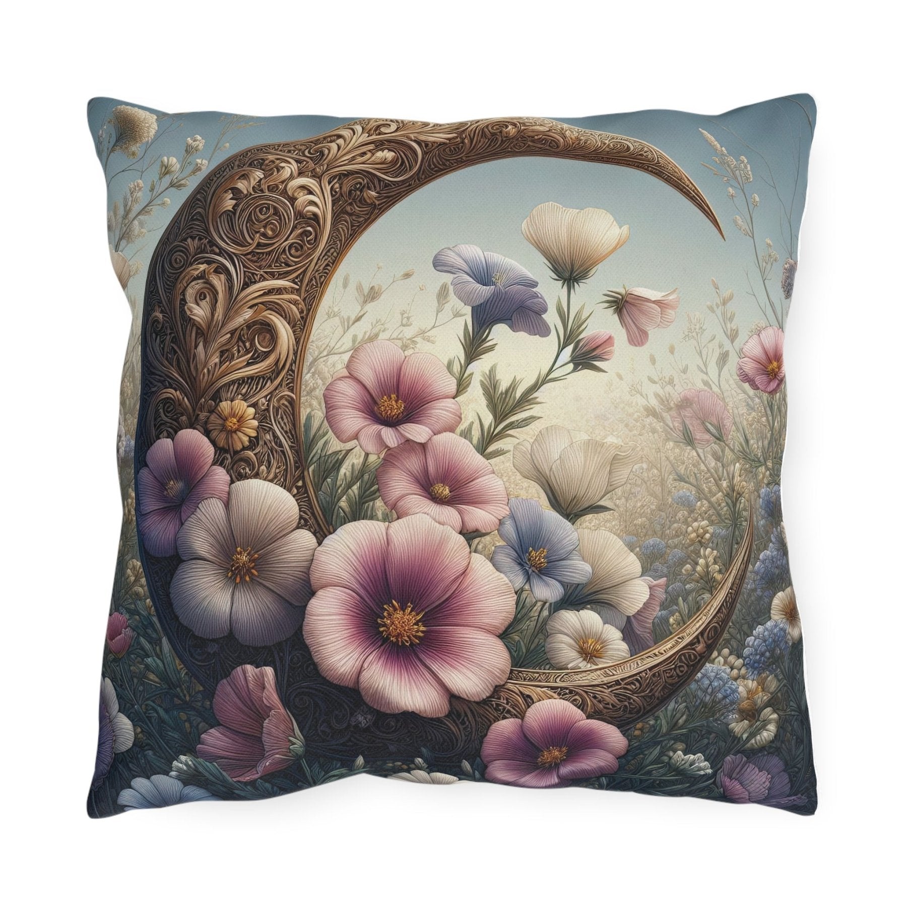 Moon & Flowers Outdoor Pillow, Qty 1, (1) - Janlyn's Crafts