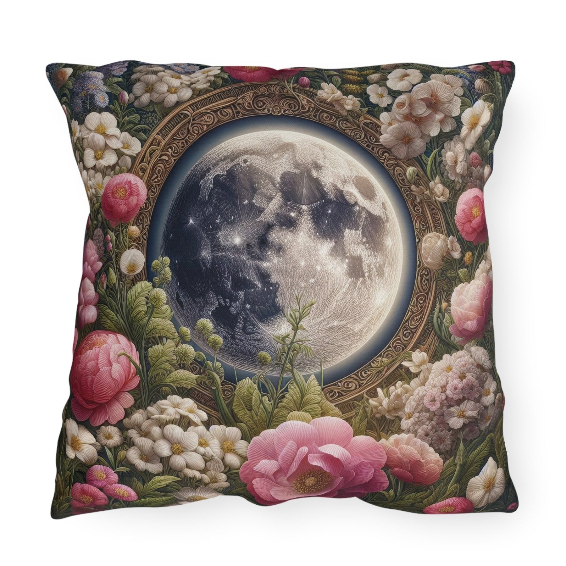 Moon & Flowers Outdoor Pillow, Qty 1, (14) - Janlyn's Crafts